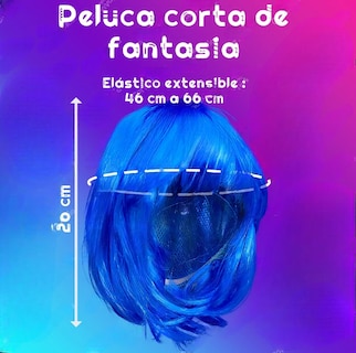 Foto 3 | Peluca Xtellar Corta Lacia Azul Mar Disfraz Fantasía Fiesta Cosplay
