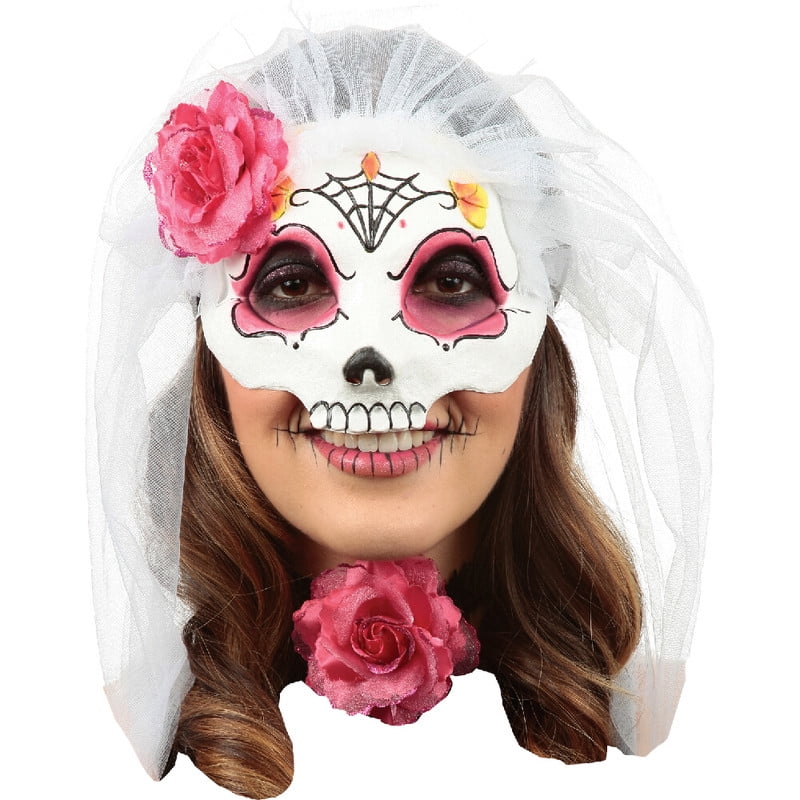 Máscara Catrina With Veil Colored 4 Ghoulish Productions Halloween