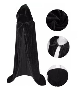 Foto 3 | Disfraz Capa Con Capucha Capa De Halloween 170 Cm Negro