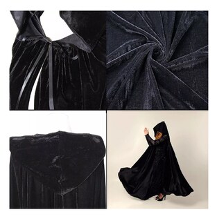 Foto 4 | Disfraz Capa Con Capucha Capa De Halloween 170 Cm Negro