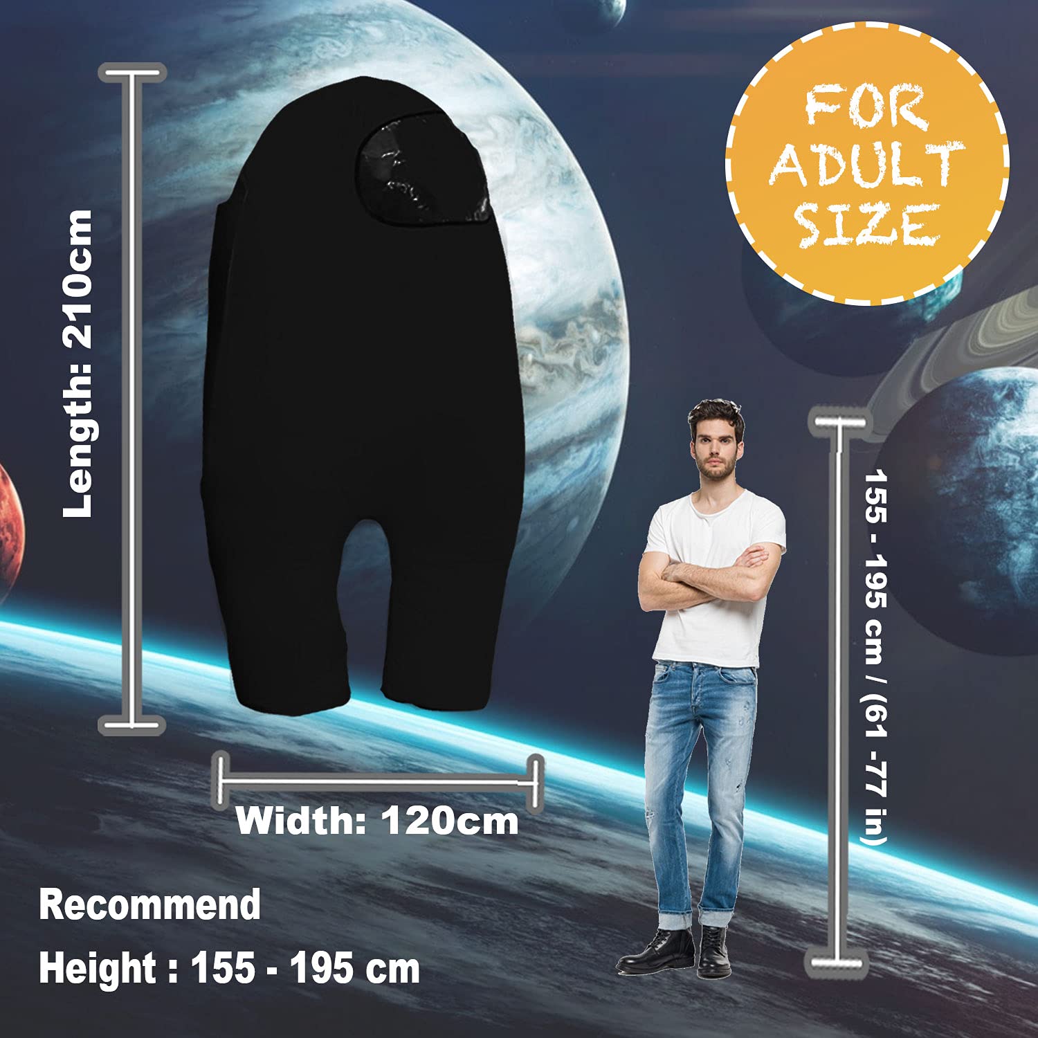 Foto 5 pulgar | Venta Internacional- Disfraz Inflable de Astronauta para Halloween Cosplay Negro