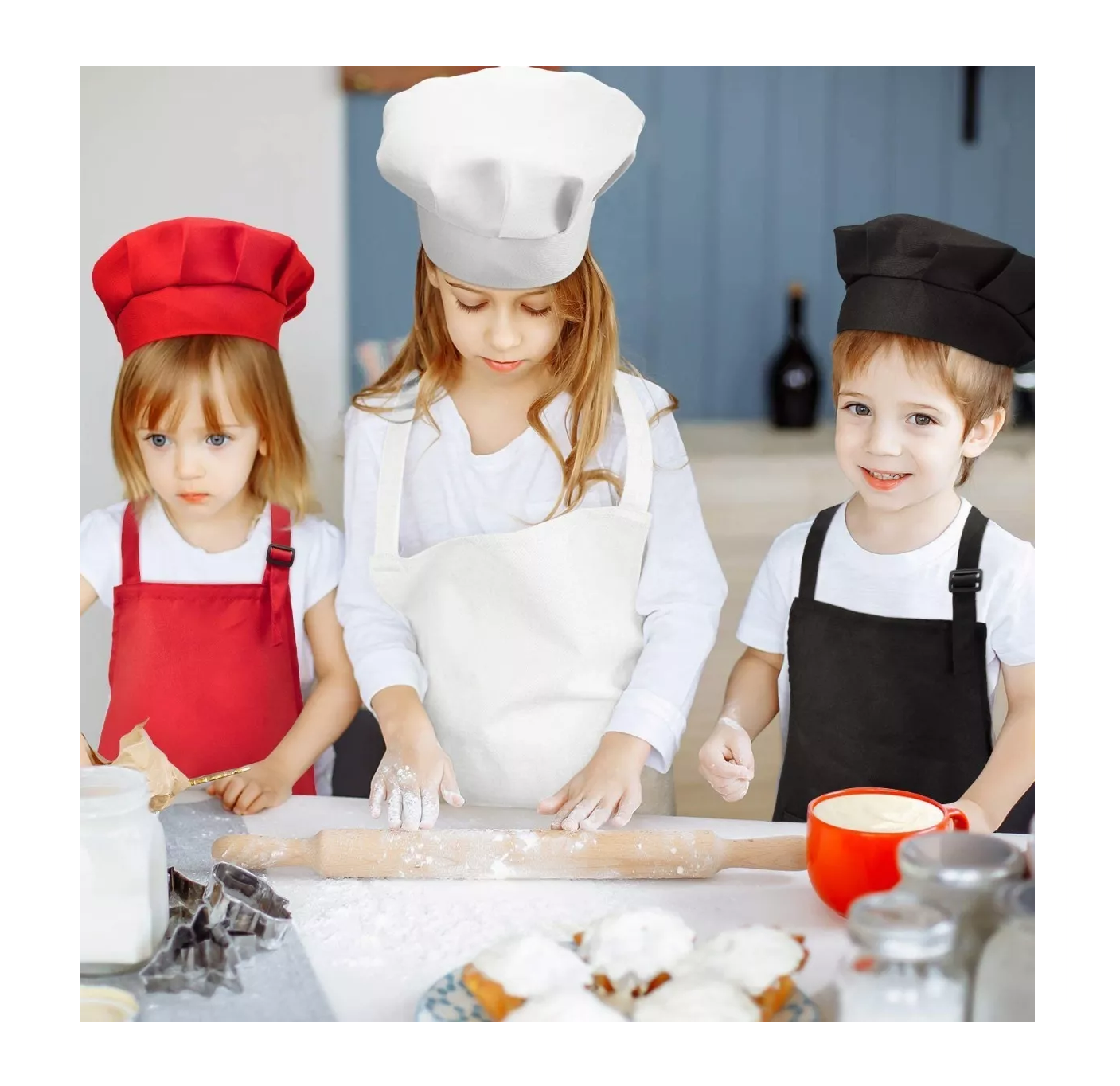 Foto 6 pulgar | Disfraz Máster Chef Niños Cocinero Gorro Para Niño Niña 3 Pcs Rojo/negro/blanco