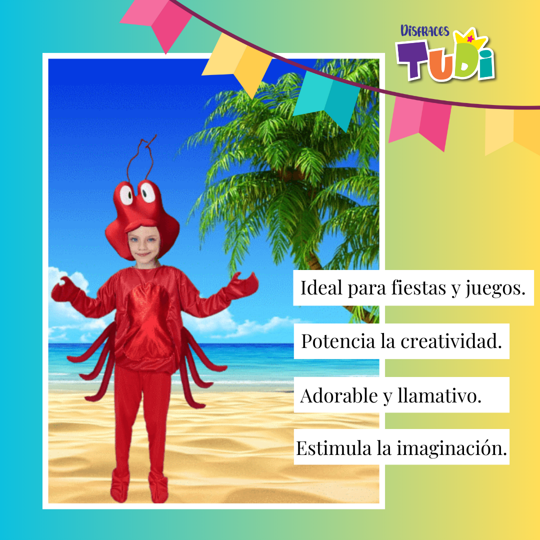 Foto 4 pulgar | Disfraz de Cangrejo Rojo para Niñas y Niños