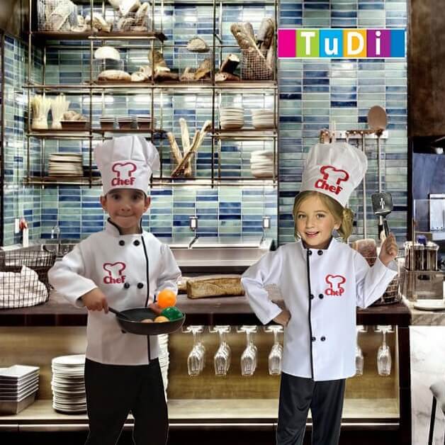 Foto 2 | Traje de Chef Con Gorro - Disfraces De Cocinero Para Niñas Y Niños