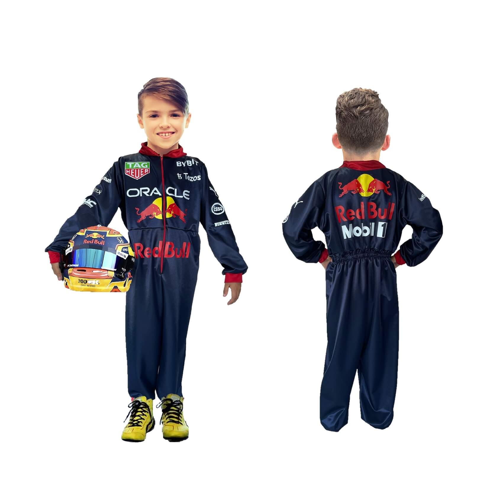 Foto 4 pulgar | Disfraz de Piloto de Carreras Azul Overol Fórmula 1 Uniforme Red Bull