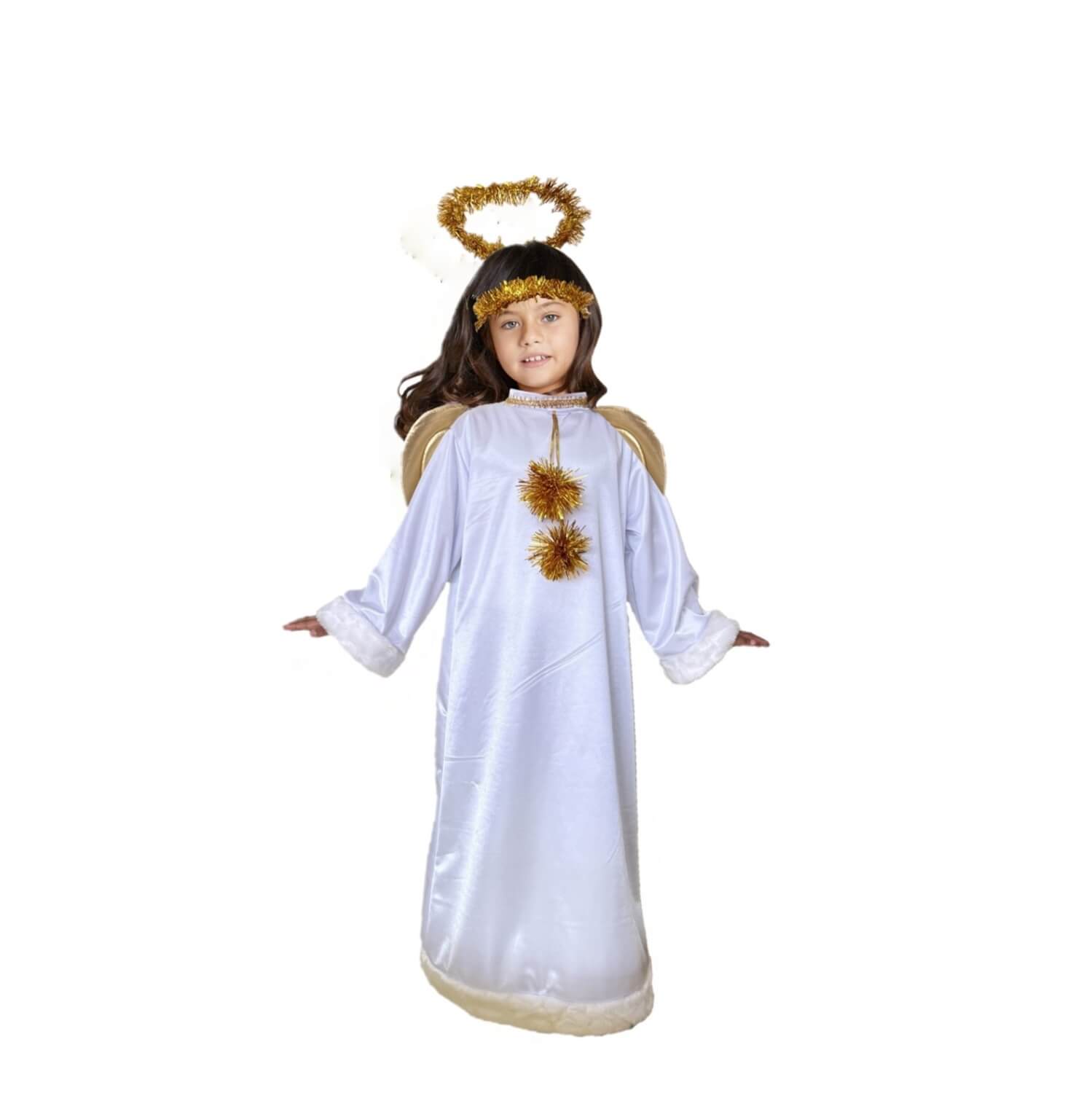 Disfraz De Angel - Túnica Blanca Con Alas - Disfraces De Angelitos Para Niñas Y Niños - Traje De Angelito Navi