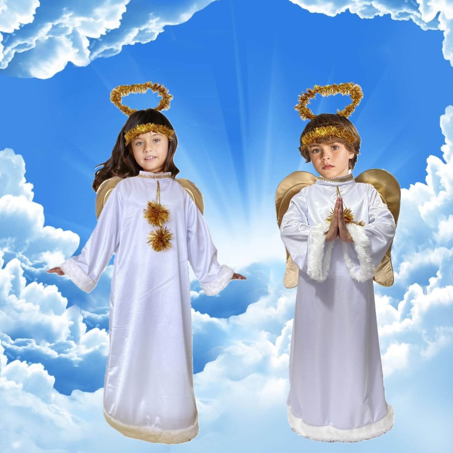 Foto 3 pulgar | Disfraz De Angel - Túnica Blanca Con Alas - Disfraces De Angelitos Para Niñas Y Niños - Traje De Angelito Navi