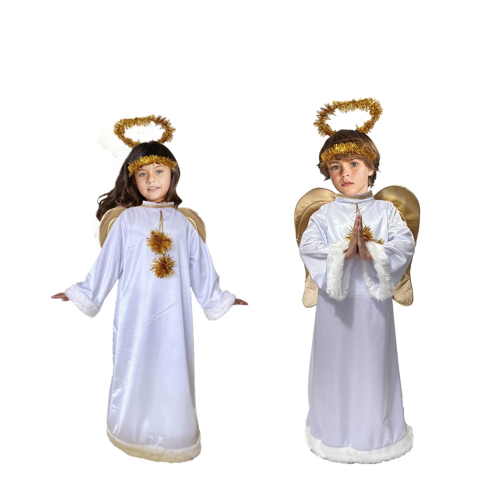 Foto 5 pulgar | Disfraz De Angel - Túnica Blanca Con Alas - Disfraces De Angelitos Para Niñas Y Niños - Traje De Angelito Navi