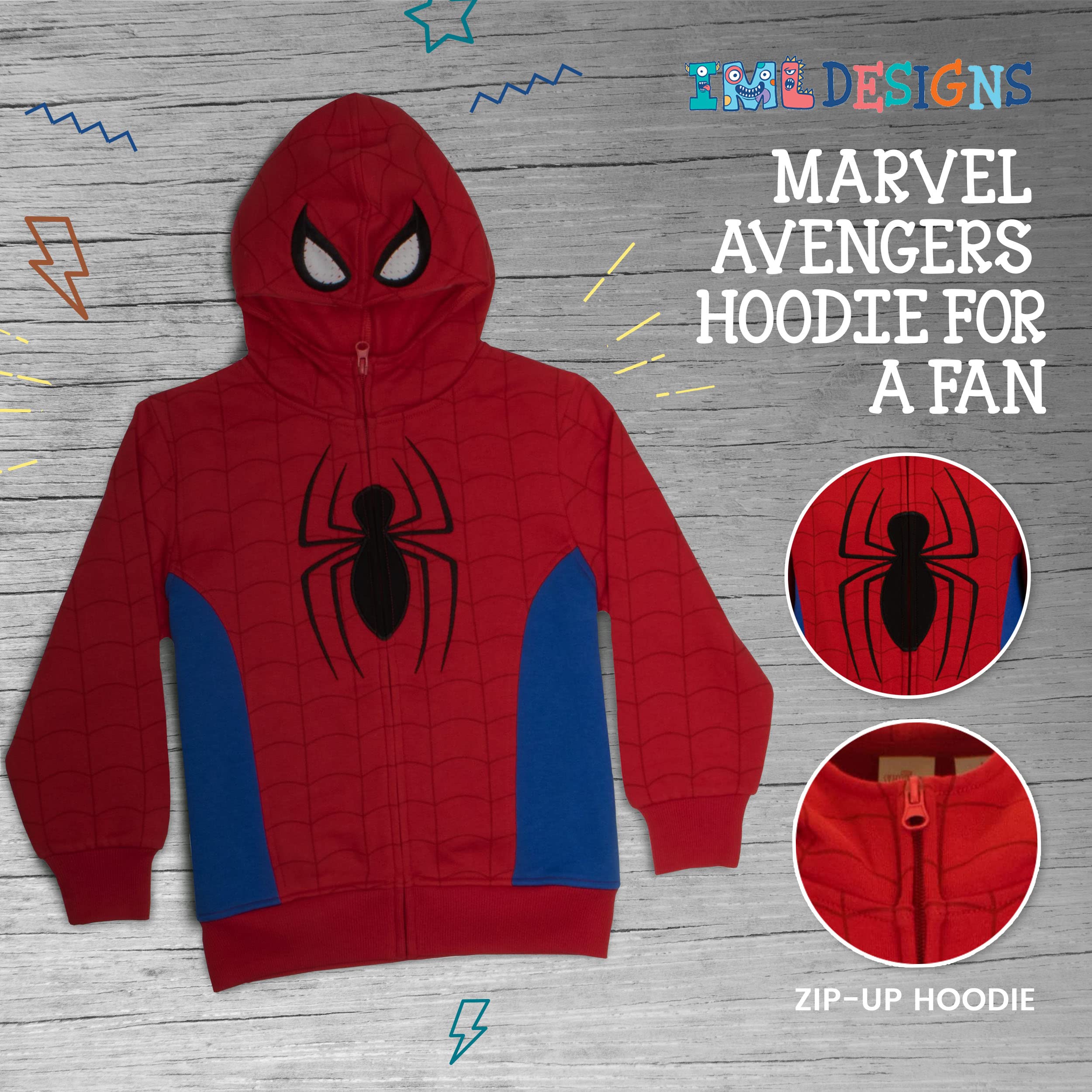 Foto 8 pulgar | Sudadera Con Capucha A La Moda Marvel Super Heroes Para Niños De 7 Años, Color Rojo - Venta Internacional.