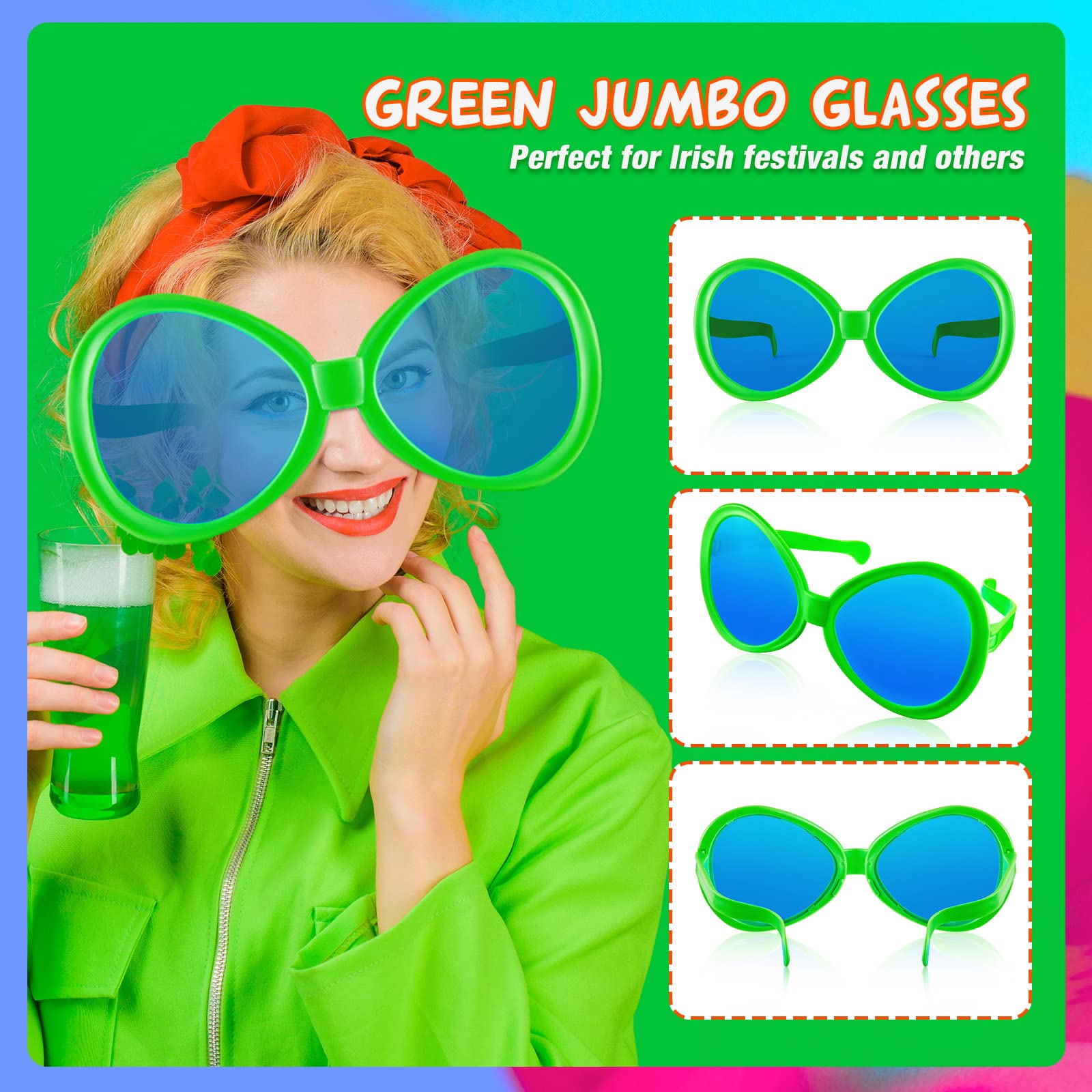 Foto 7 pulgar | Gafas de Sol Jumbo Flutesan para Adultos y Niños Rosa y Verde - Venta Internacional