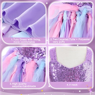 Foto 5 | Vestido Tutú Suppromo de Tul Morado con Lentejuelas para Niñas - Venta Internacional