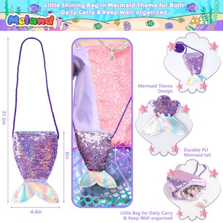 Foto 3 | Vestido de Sirena Meland para Niñas con Bolso de Princesa de 3 a 8 Años - Venta Internacional