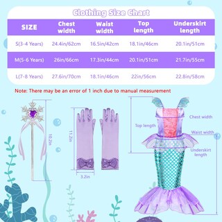 Foto 5 | Vestido de Sirena Meland para Niñas con Bolso de Princesa de 3 a 8 Años - Venta Internacional