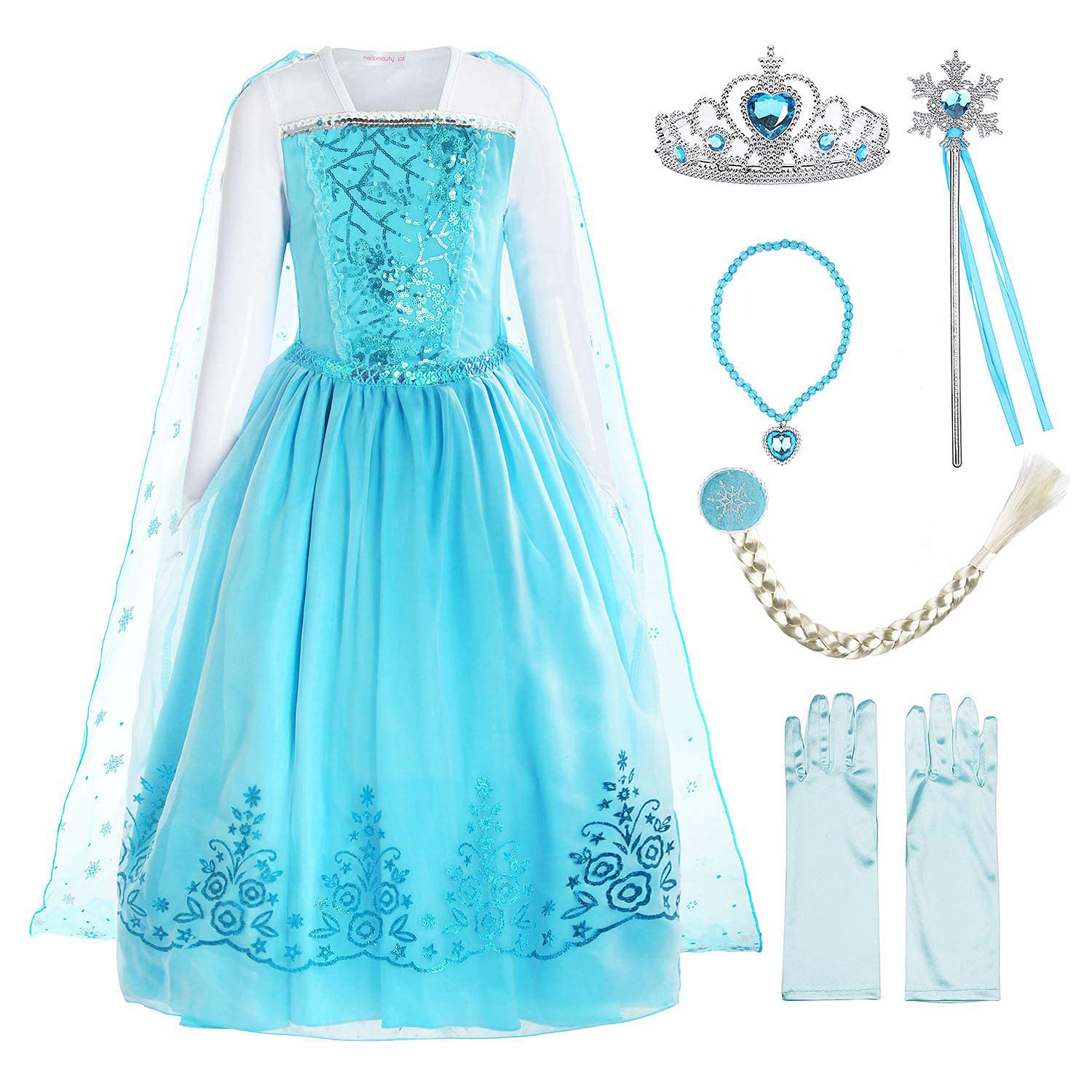 Vestido de Princesa con Lentejuelas Costume Relibeauty Azul Claro para Niñas - Venta Internacional