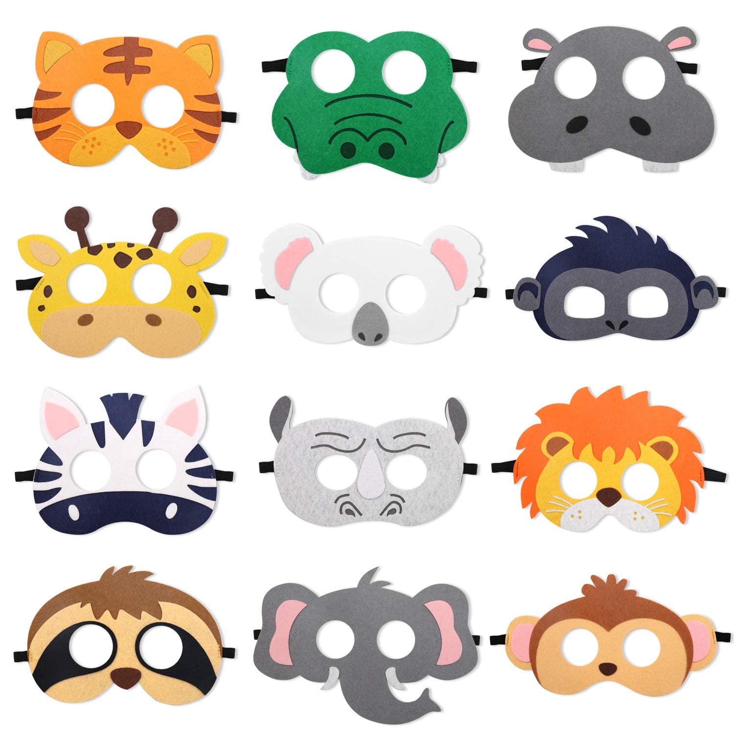 Máscaras de Fieltro Party Favors Ciyvolyeen Safari Jungle Animal 12 Unidades - Venta Internacional