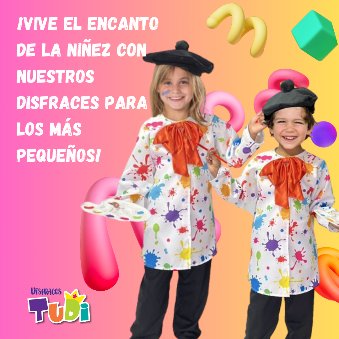 Foto 6 pulgar | Disfraz Pintor - Traje De Arte Y Pinturas - Disfraces Para Niñas Y Niños De Pintores - Vestuario Artista - Ofic