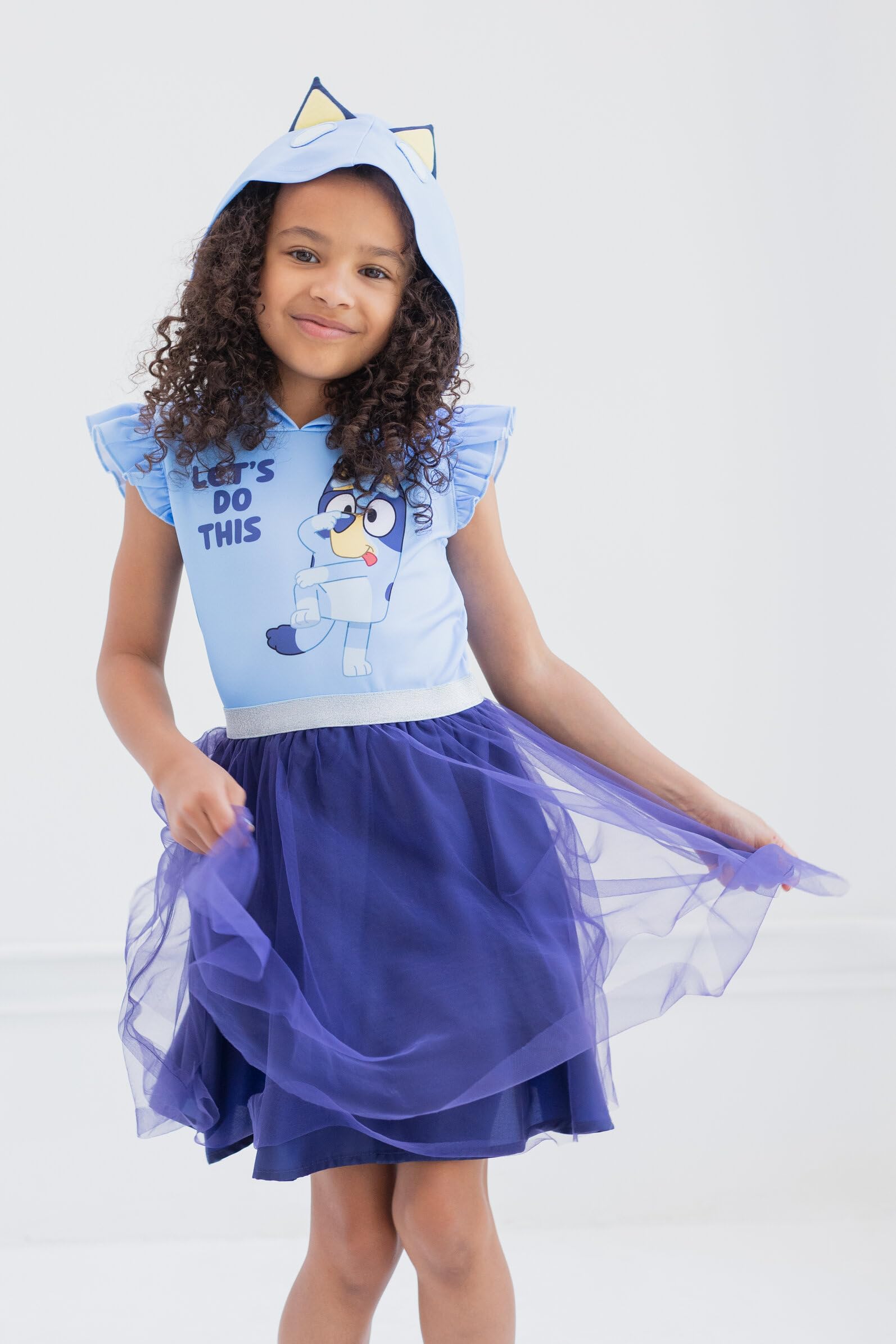 Foto 2 | Vestido Bluey De Malla Para Niñas Pequeñas, Manga Corta, Azul 6 - Venta Internacional.