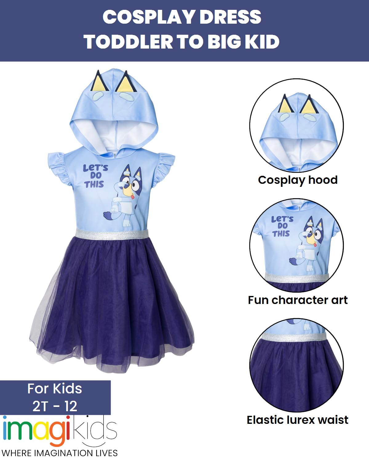 Foto 4 pulgar | Vestido Bluey Mesh Cosplay De Manga Corta Para Niñas Azul De 8 Años - Venta Internacional.