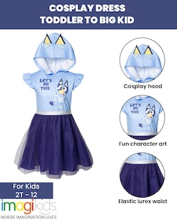 Foto 3 | Vestido Bluey Mesh Cosplay De Manga Corta Para Niñas Azul De 8 Años - Venta Internacional.