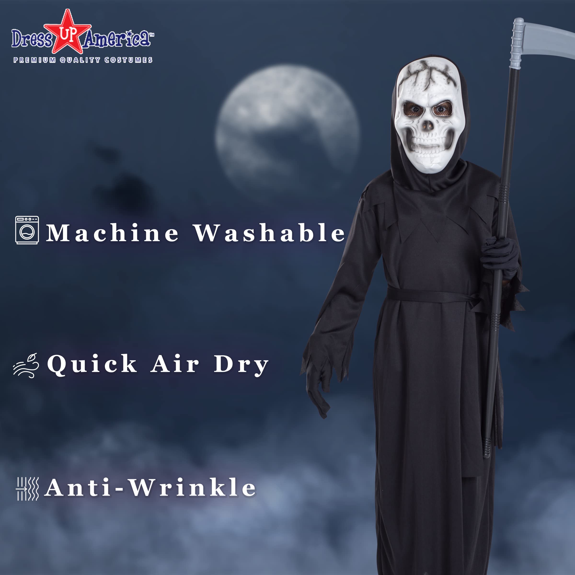 Foto 5 | Disfraz Dress Up America Grim Reaper Para Halloween Para Niños, Tamaño Grande - Venta Internacional.