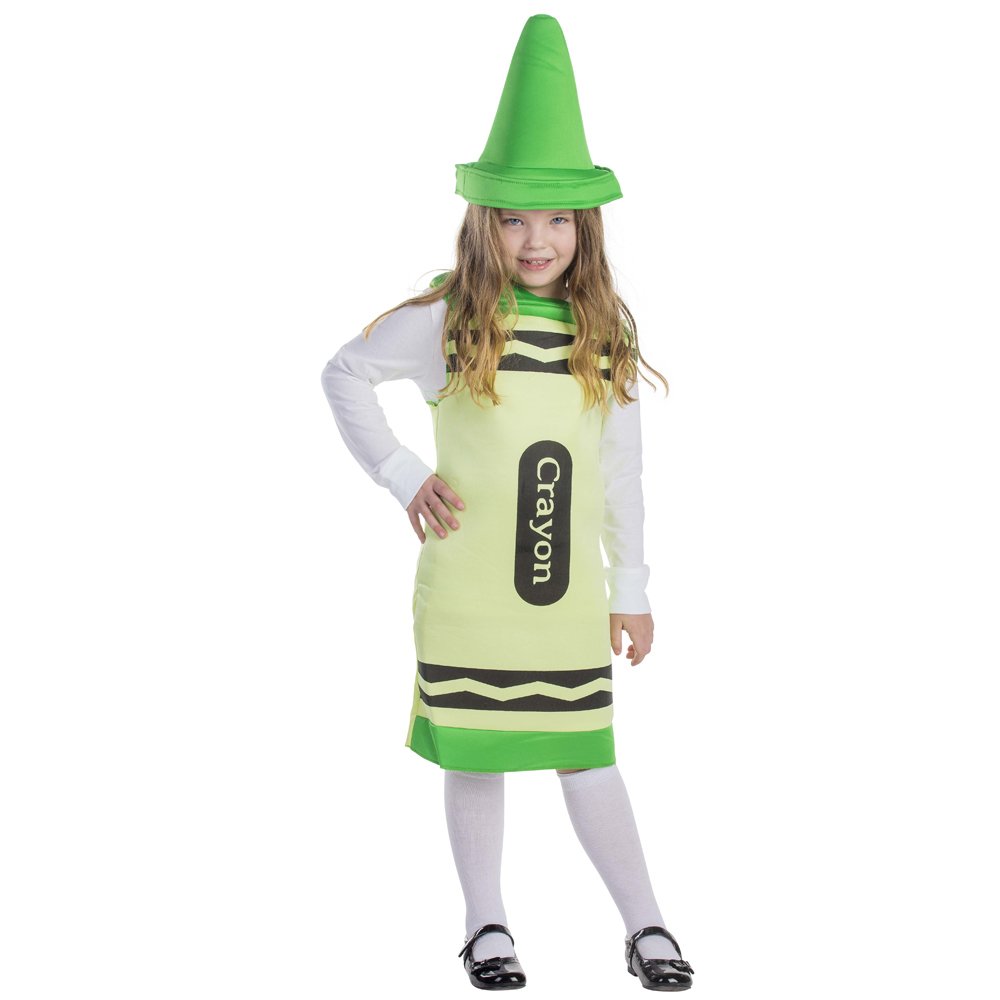 Crayón Costume Dress Up America Para Niños, Color Verde, Talla L, De 3 A 12 Años - Venta Internacional.