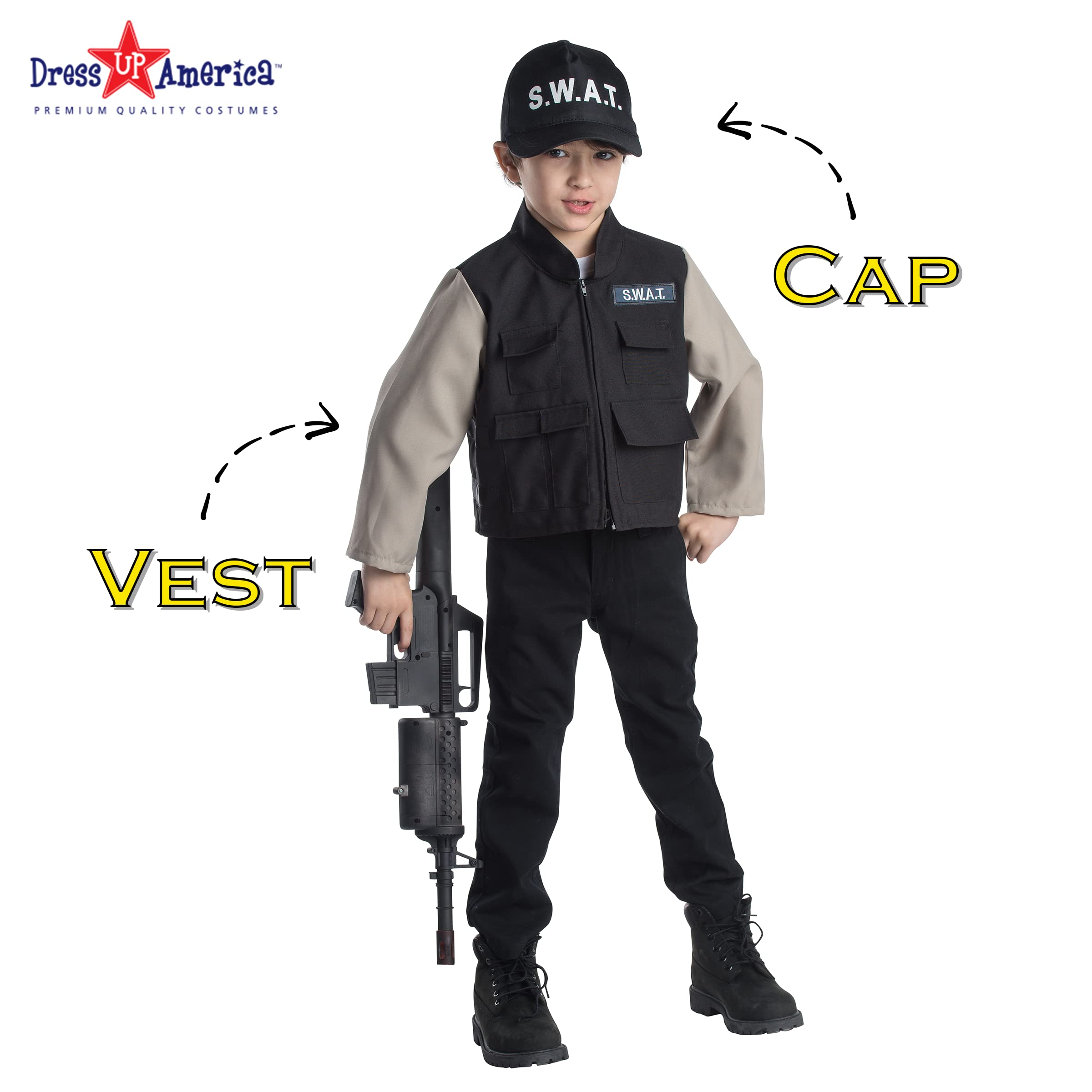 Foto 3 pulgar | Set De Juegos De Simulación Para Niños Costume Dress-up America Swat - Venta Internacional.