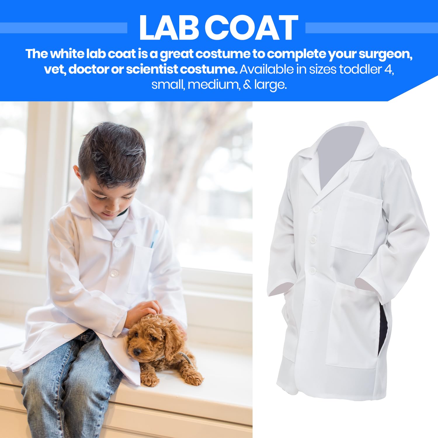 Foto 2 | Disfraz De Médico Para Niños Lab Coat Dress Up America, Color Blanco - Venta Internacional.