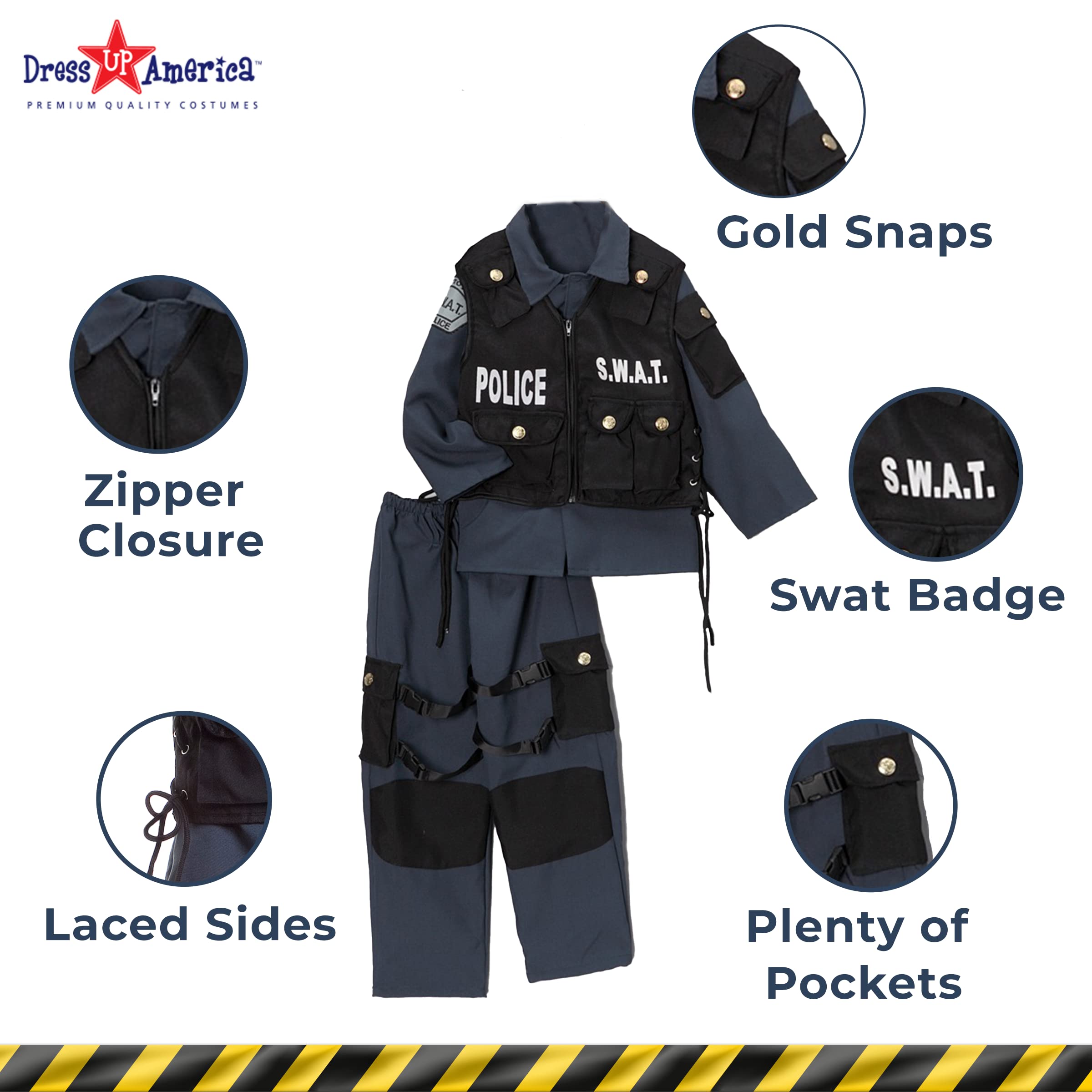 Foto 4 pulgar | Set De Disfraces Para Niños Swat Police Officer Dress Up America - Venta Internacional.