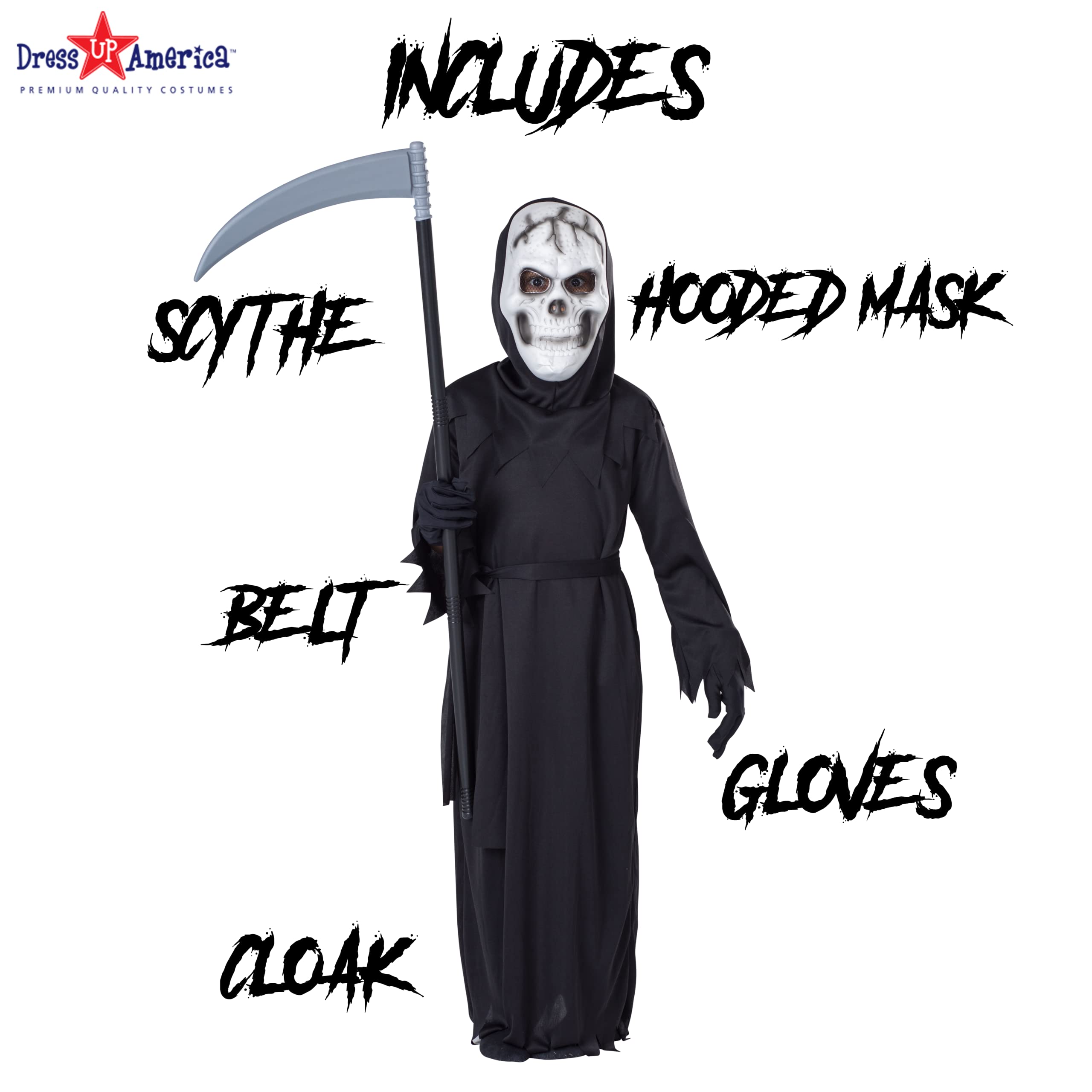 Foto 3 pulgar | Disfraz Dress Up America Grim Reaper Para Halloween Para Niños (m) - Venta Internacional.