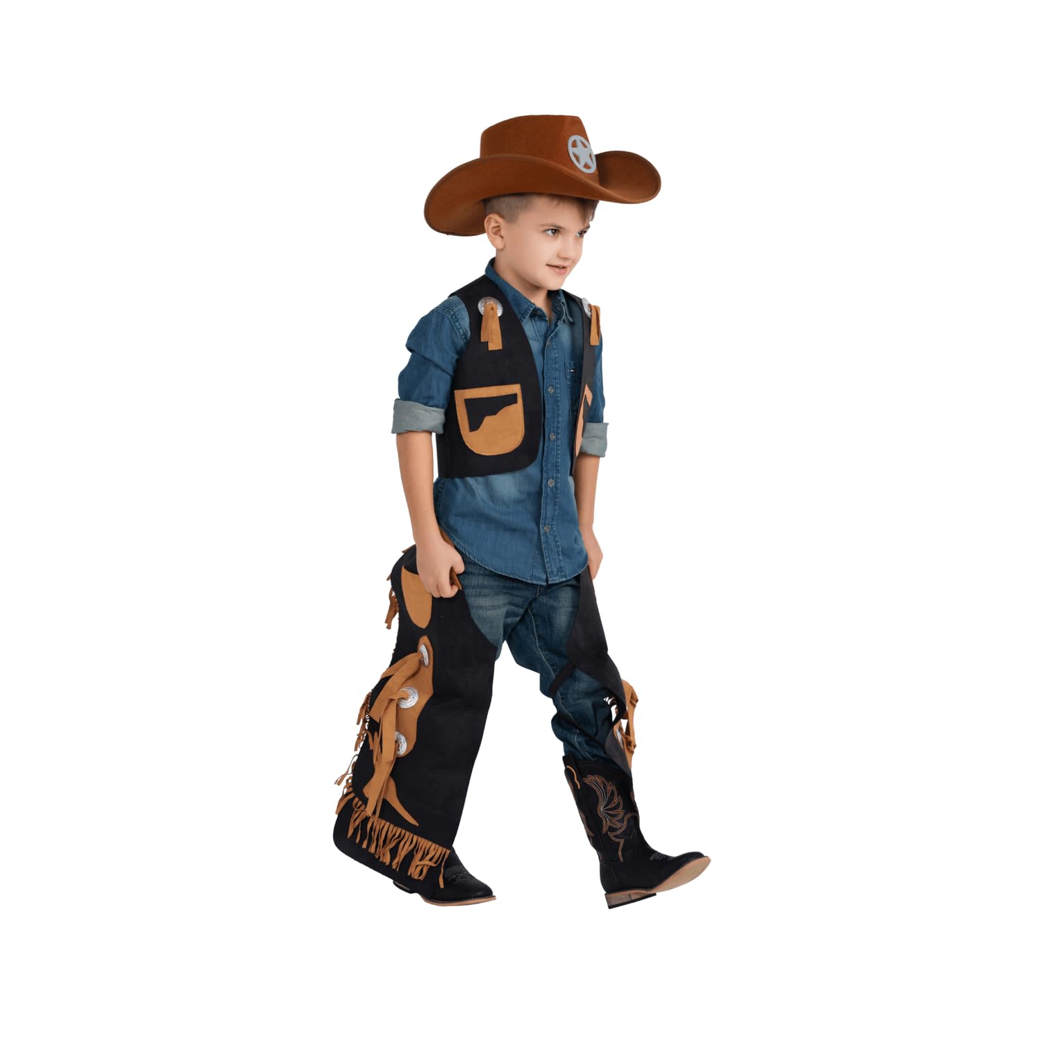 Foto 3 pulgar | Disfraz Dress Up America Cowboy Para Niños Con Chaleco Y Chaparreras - Venta Internacional.