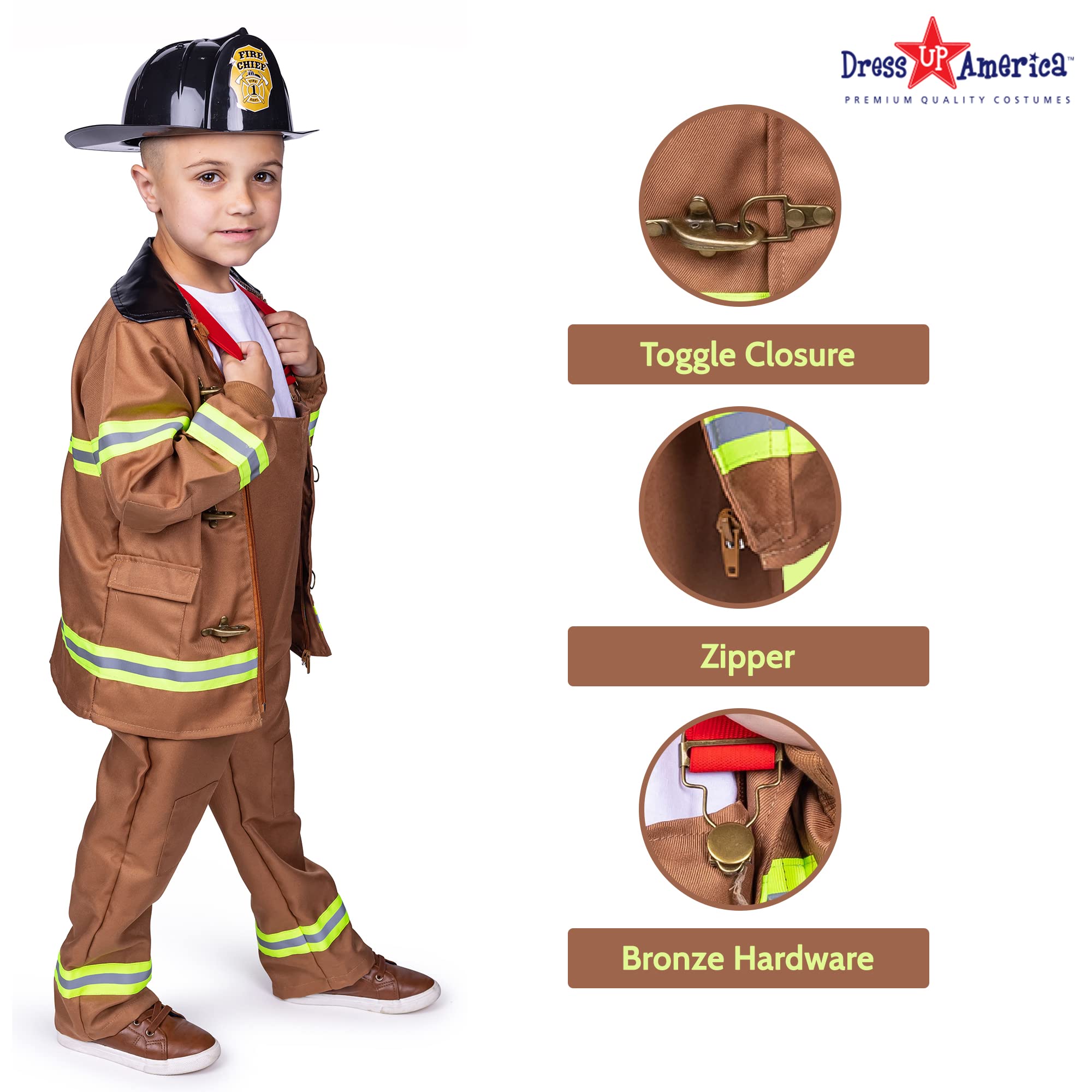 Foto 5 pulgar | Disfraz De Bombero Estadounidense Para Niños Con Casco Y Acceso. - Venta Internacional.