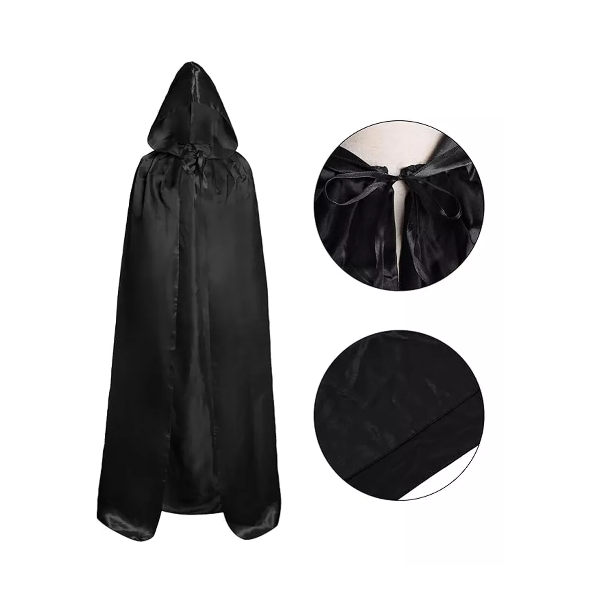 Foto 3 pulgar | Halloween Capa Con Capucha Bata Disfraces De Cosplay Mago Altura Para 130-170cm Negro