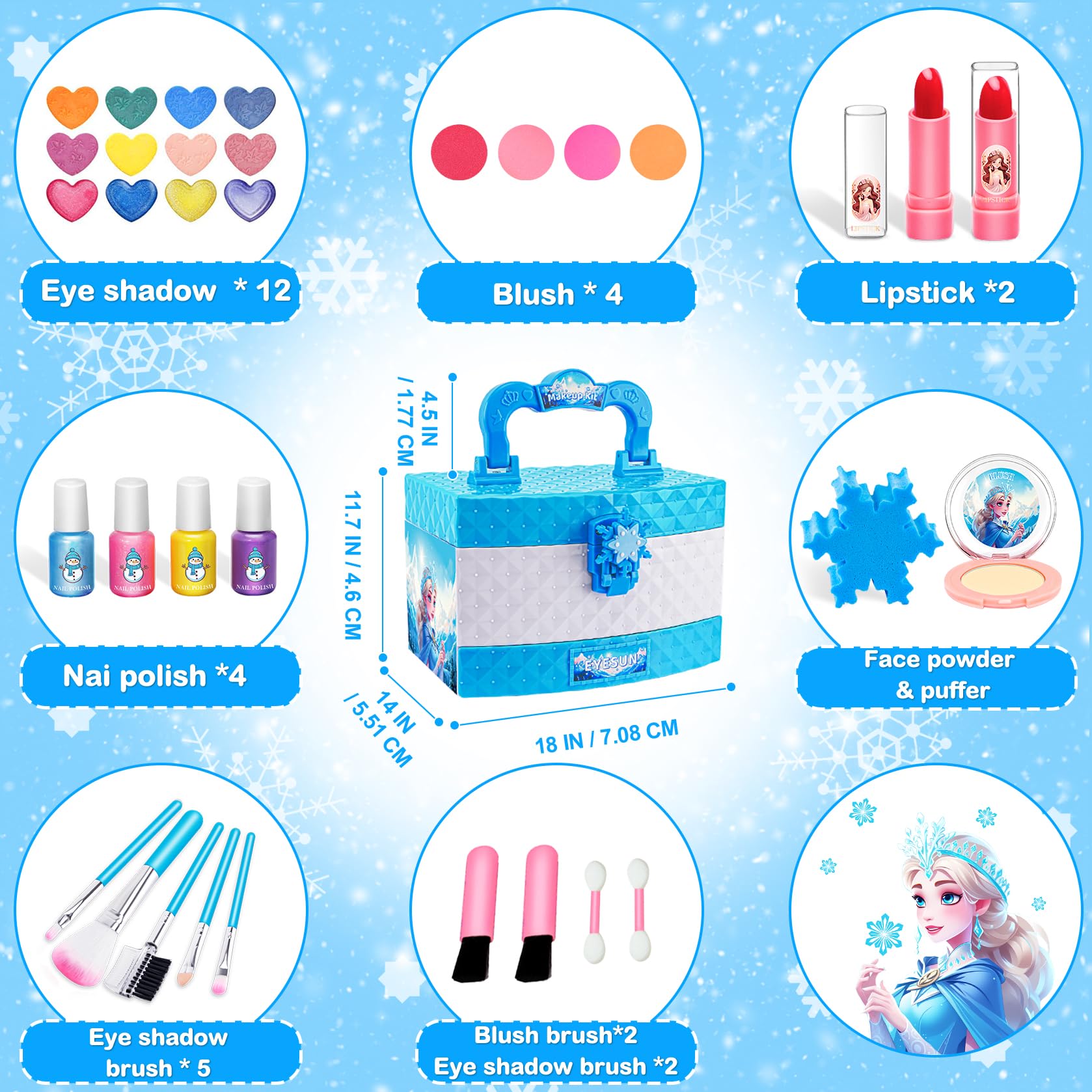 Foto 5 pulgar | Kit De Maquillaje Eye Sun Para Niñas De 3 A 12 Años Con Tema De Frozen - Venta Internacional.