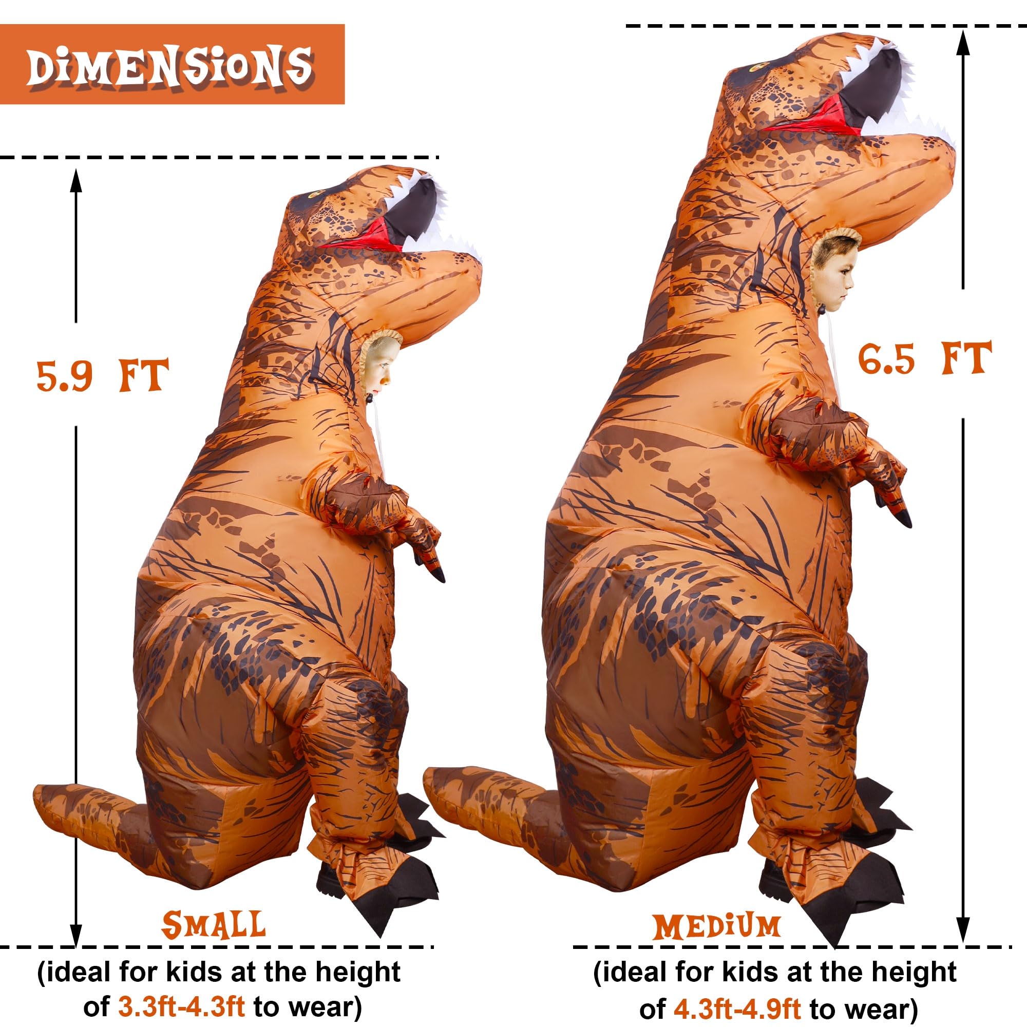 Foto 3 pulgar | Disfraz Inflable De Dinosaurio T-rex Para Niños, Lulu Home, 2 M, Marrón - Venta Internacional.