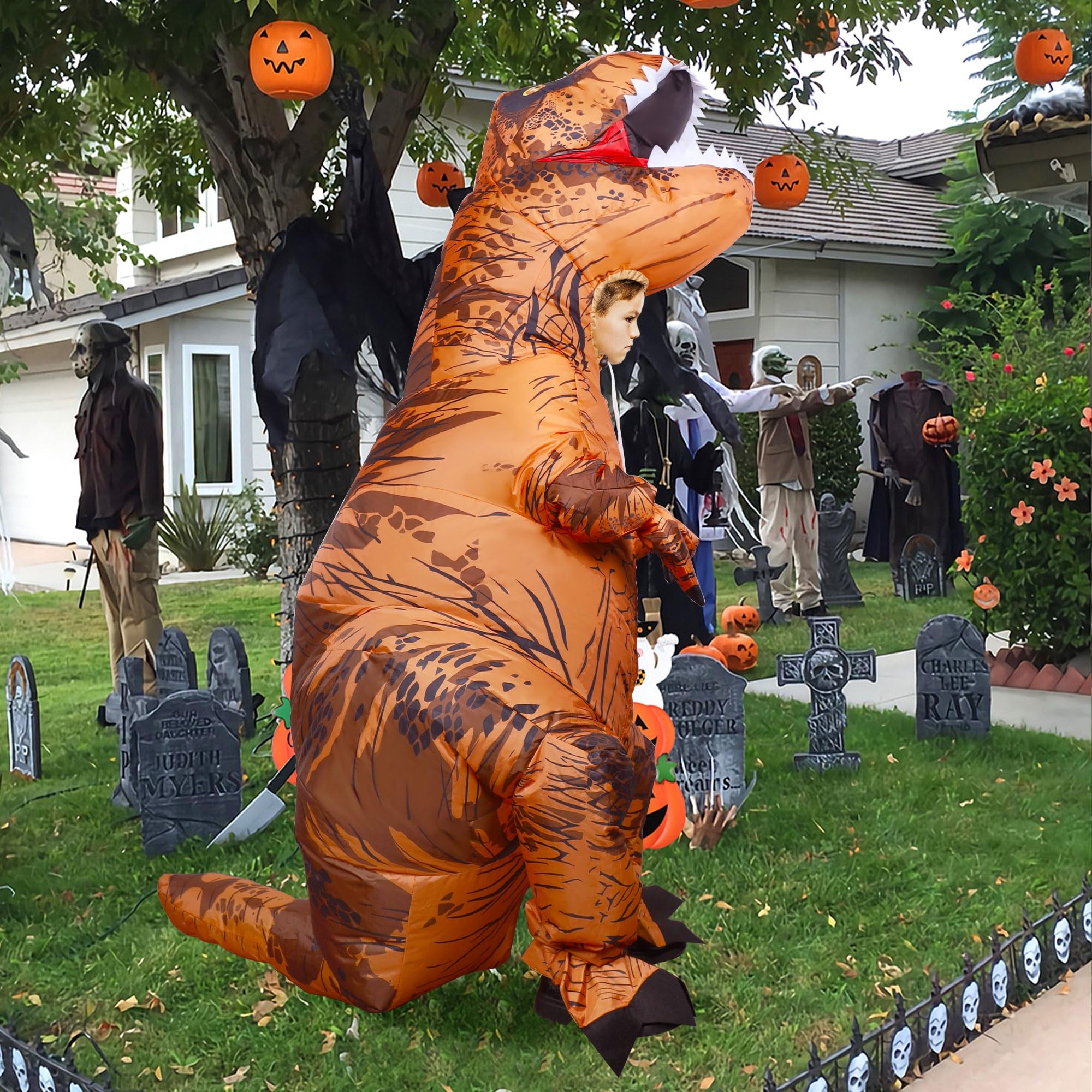 Foto 7 pulgar | Disfraz Inflable De Dinosaurio T-rex Para Niños, Lulu Home, 2 M, Marrón - Venta Internacional.