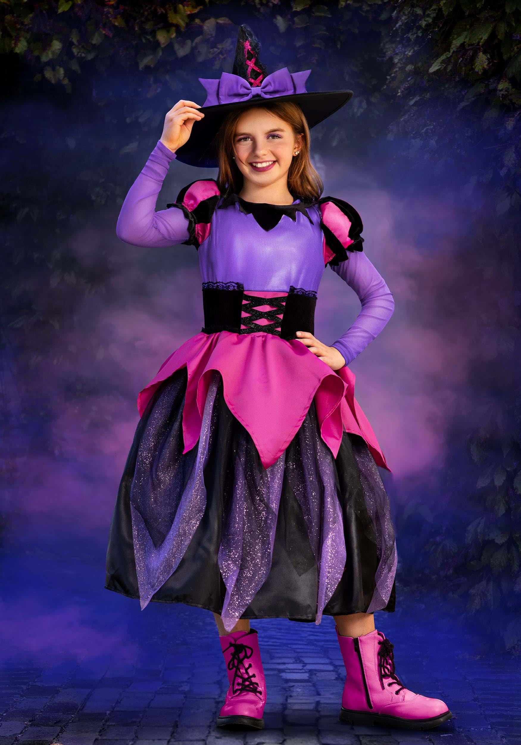 Foto 3 pulgar | Disfraz De Bruja Rosa Y Morado Para Niña, Para Halloween, Tamaño Pequeño - Venta Internacional.