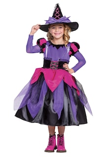 Foto 3 | Disfraz De Bruja Rosa Y Morado Para Niña, Para Halloween, Tamaño Pequeño - Venta Internacional.