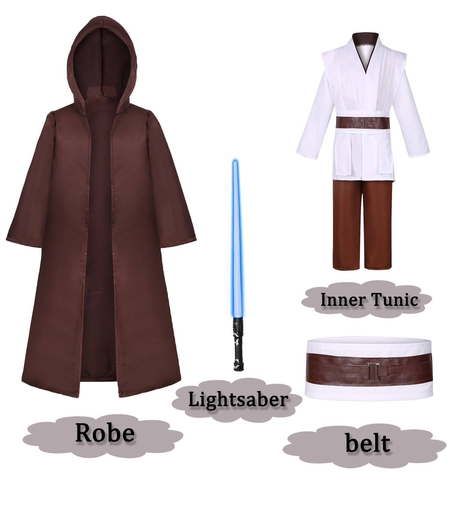 Foto 3 pulgar | Disfraz De Jedi Obi Wan Kenobi De Aliziway Para Niños Con Espada Láser - Venta Internacional.