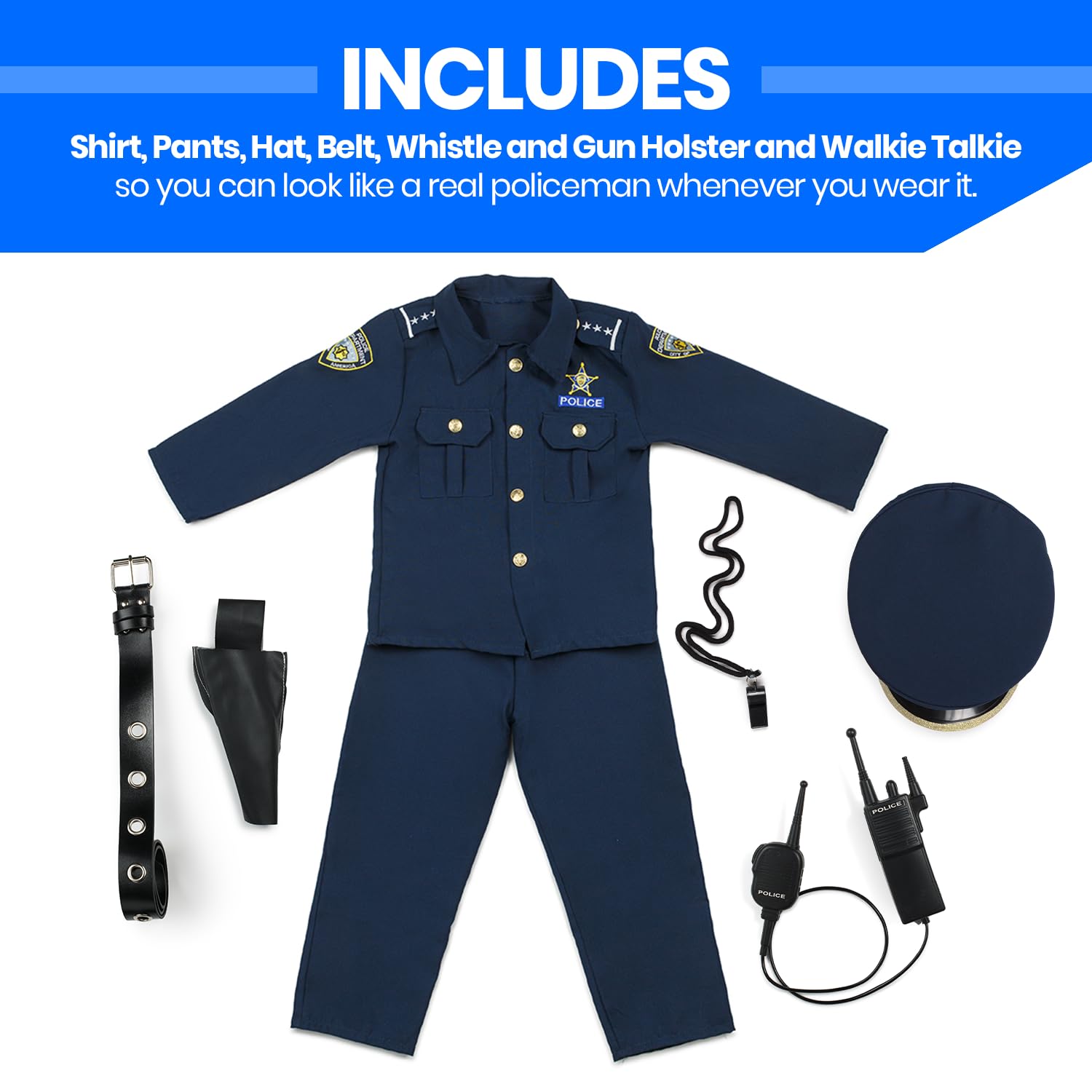 Foto 3 pulgar | Conjunto De Disfraz Police Deluxe Dress Up America Small - Venta Internacional.