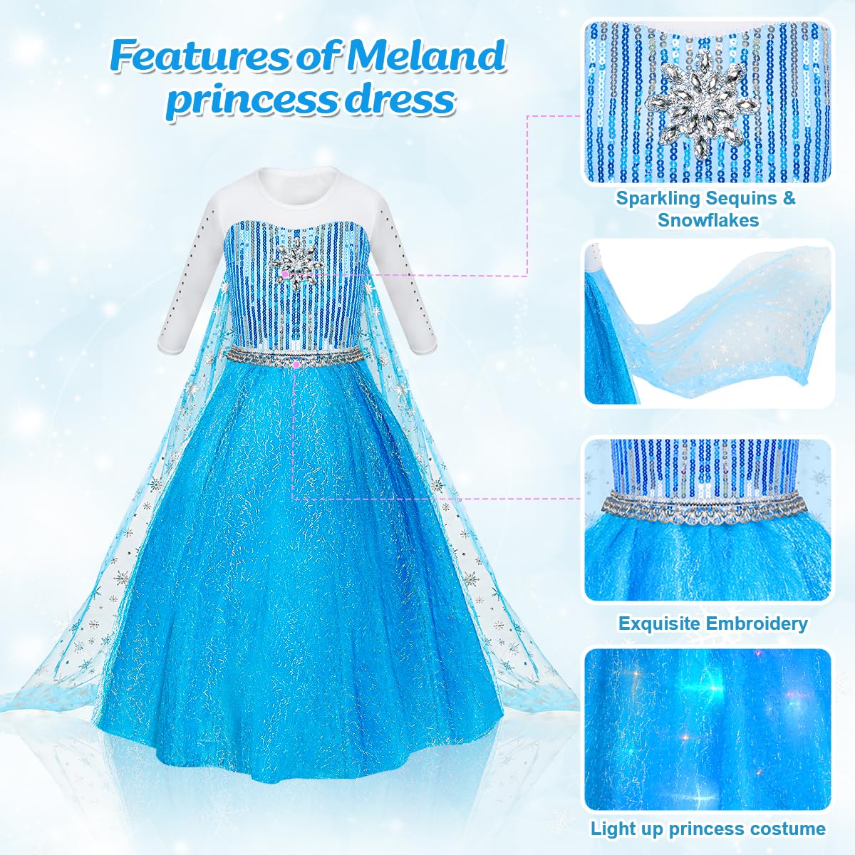 Foto 4 pulgar | Disfraz De Princesa Meland Princess Dresses Para Niñas De 5 A 6 Años - Venta Internacional.