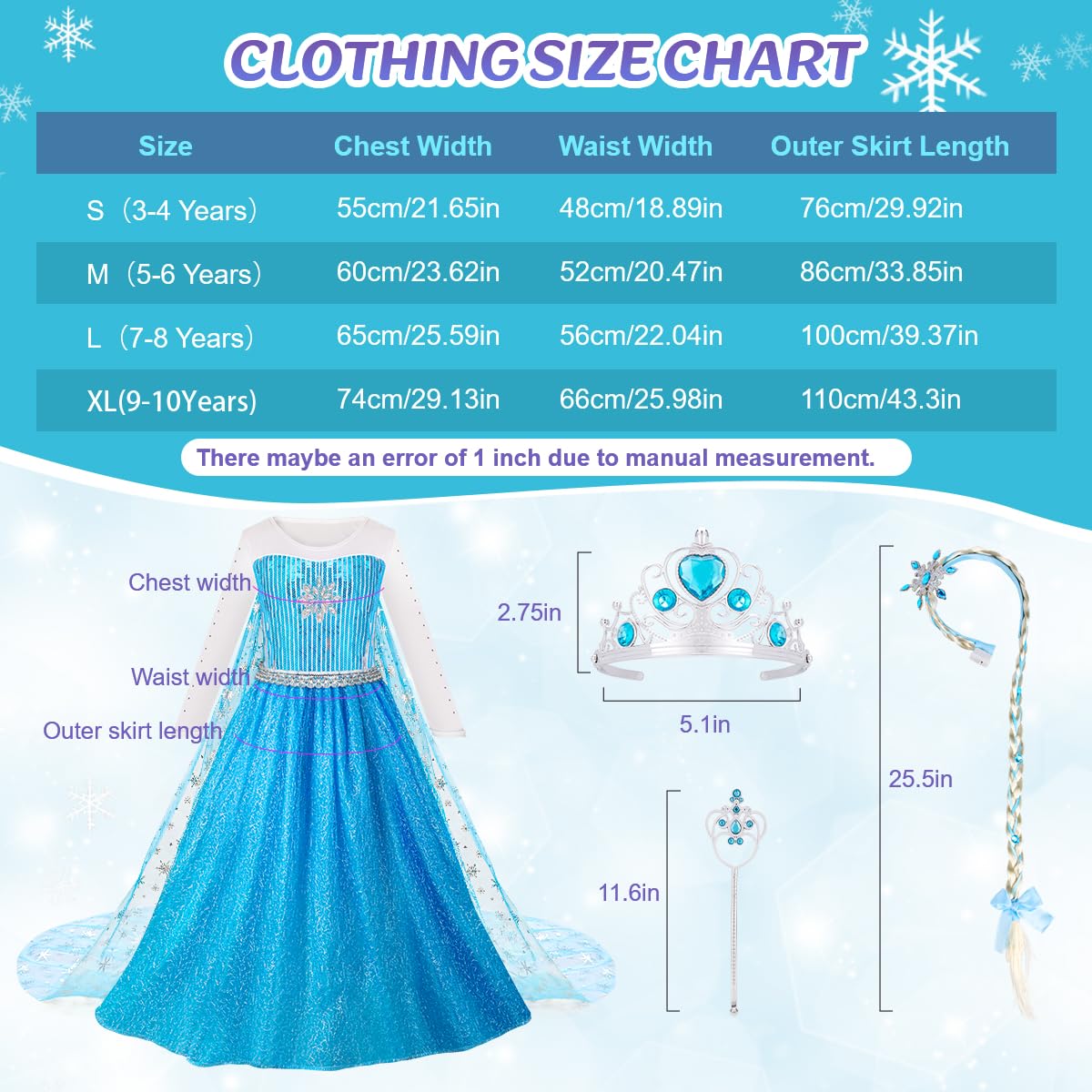 Foto 5 pulgar | Disfraz De Princesa Meland Princess Dresses Para Niñas De 5 A 6 Años - Venta Internacional.