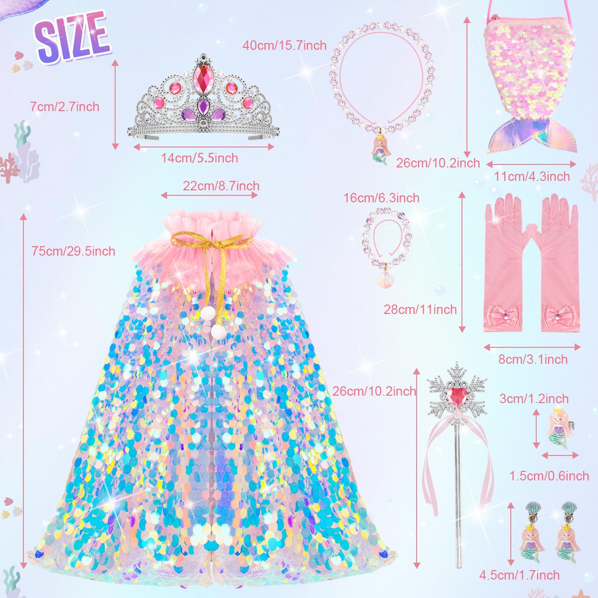 Foto 8 pulgar | Princess Dress Up Meland De 3 A 8 Años Con 11 Capas De Sirena - Venta Internacional.