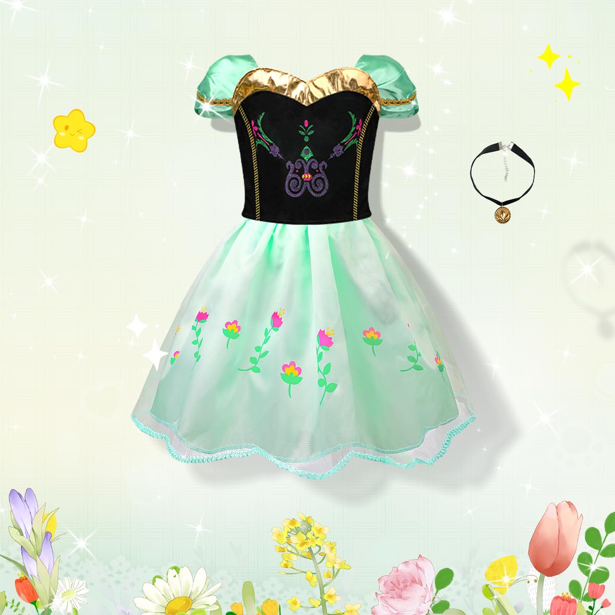 Foto 3 pulgar | Vestido De Princesa Meland Para Niñas Con Capa De 3 A 8 Años Y Accesorios - Venta Internacional.