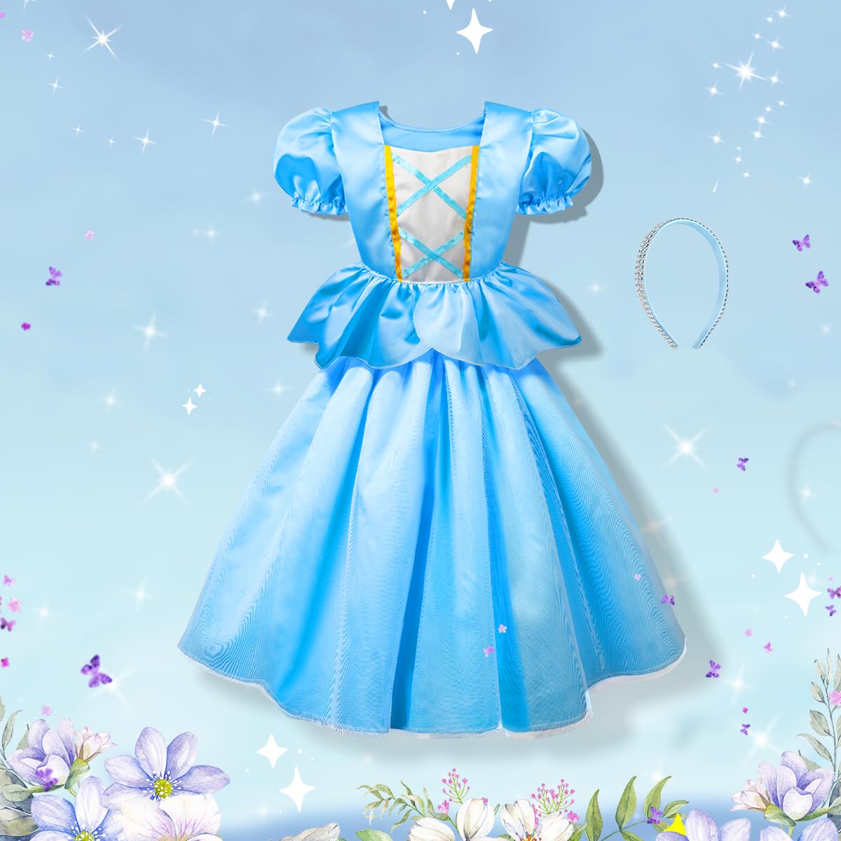 Foto 6 pulgar | Vestido De Princesa Meland Para Niñas Con Capa De 3 A 8 Años Y Accesorios - Venta Internacional.