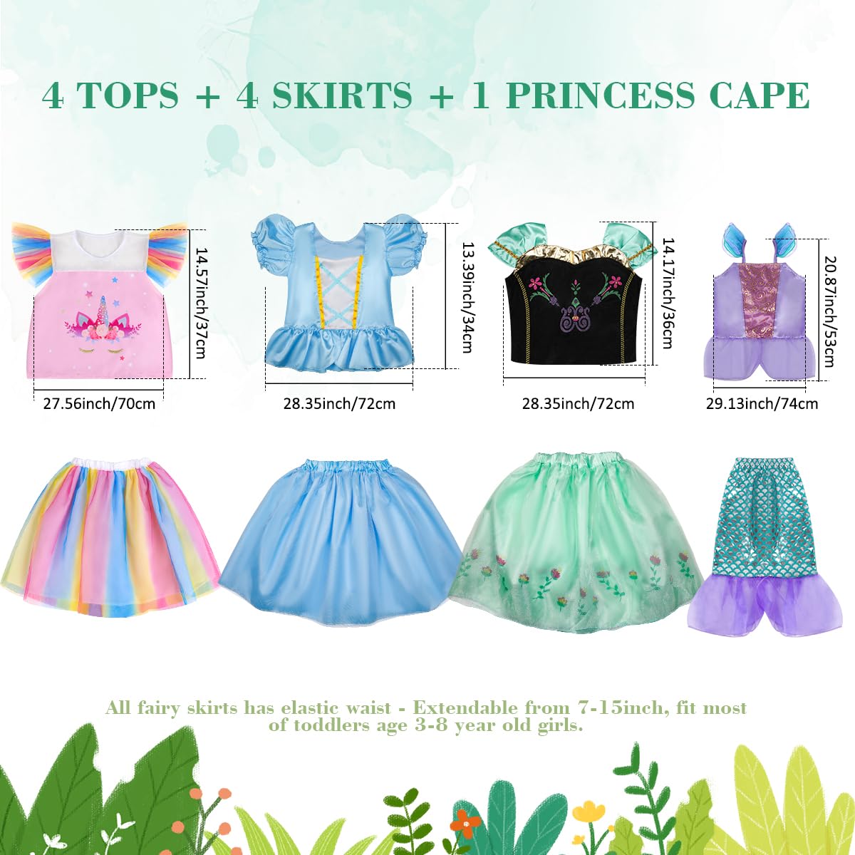 Foto 8 pulgar | Vestido De Princesa Meland Para Niñas Con Capa De 3 A 8 Años Y Accesorios - Venta Internacional.