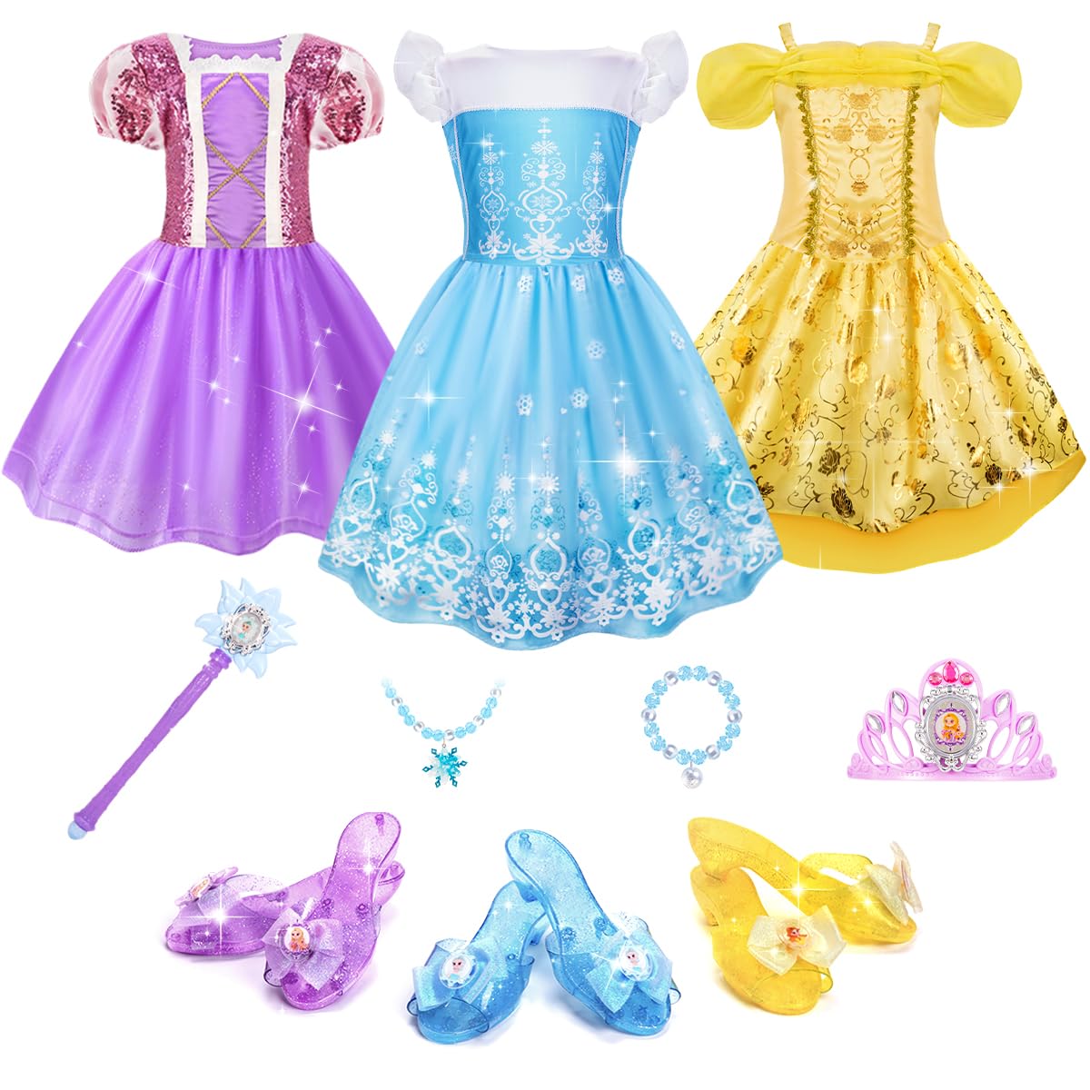 Set De Disfraz De Princesa Meland Para Niñas De 3 A 6 Años Con Zapatos Y Acceso. - Venta Internacional.