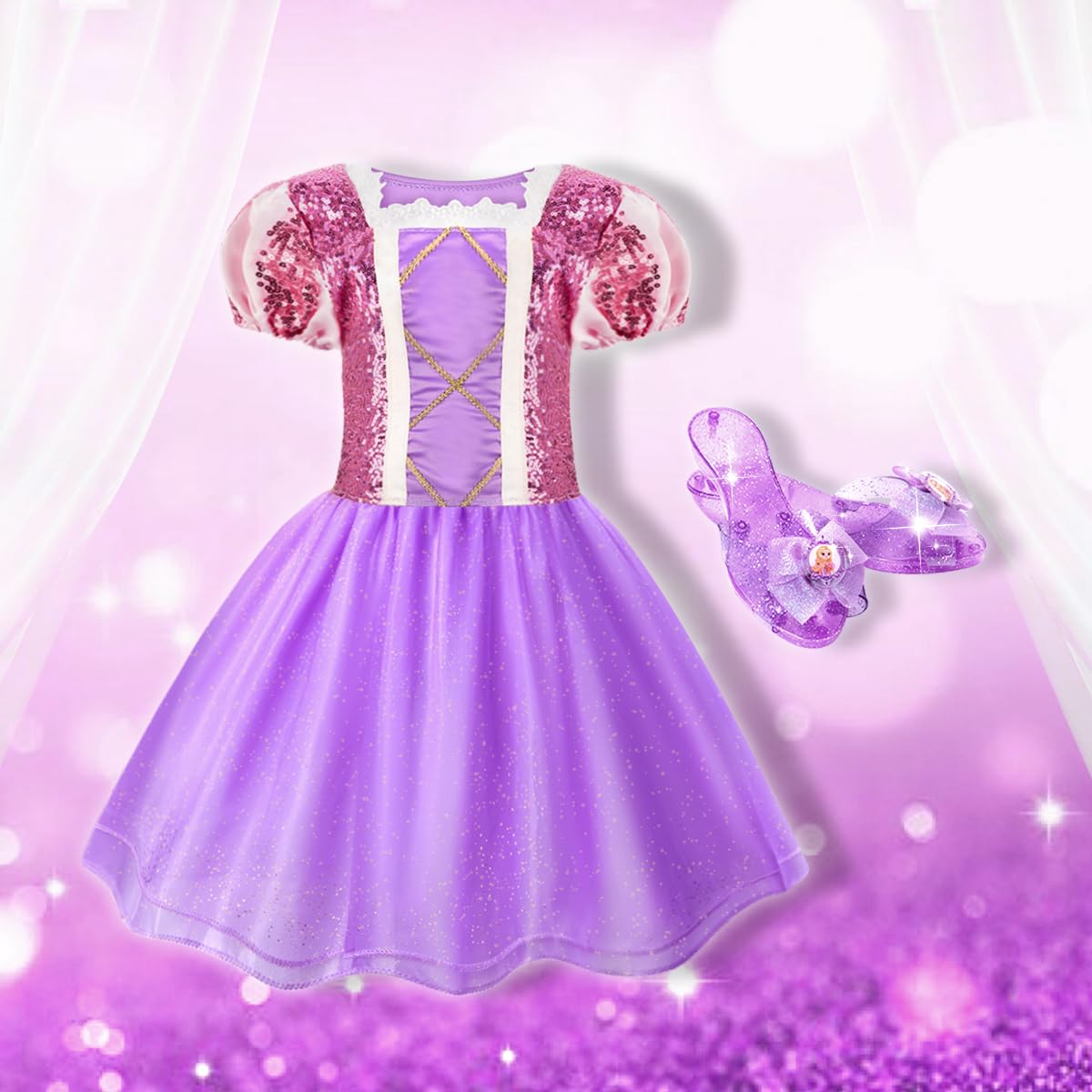 Foto 4 pulgar | Set De Disfraz De Princesa Meland Para Niñas De 3 A 6 Años Con Zapatos Y Acceso. - Venta Internacional.