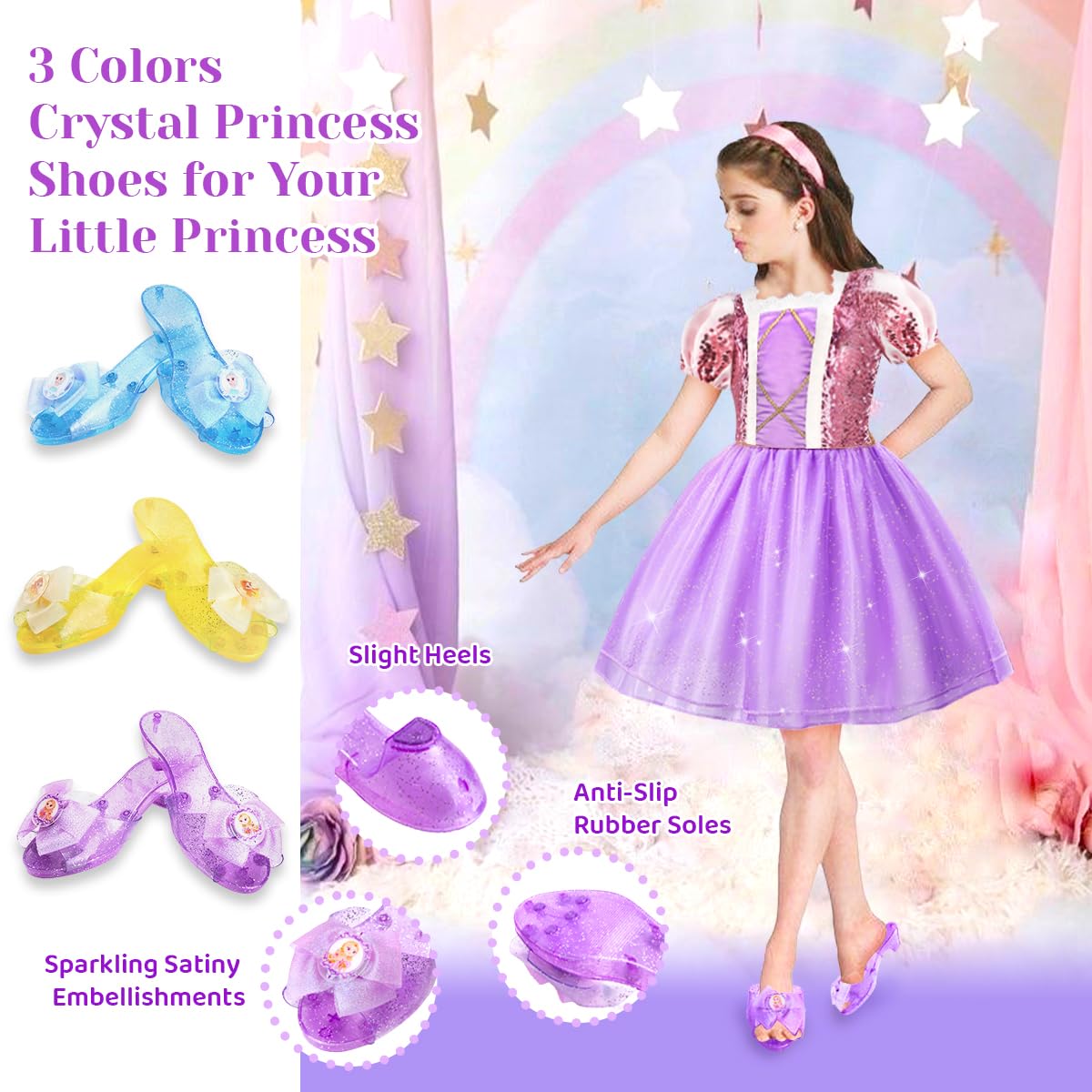 Foto 6 pulgar | Set De Disfraz De Princesa Meland Para Niñas De 3 A 6 Años Con Zapatos Y Acceso. - Venta Internacional.