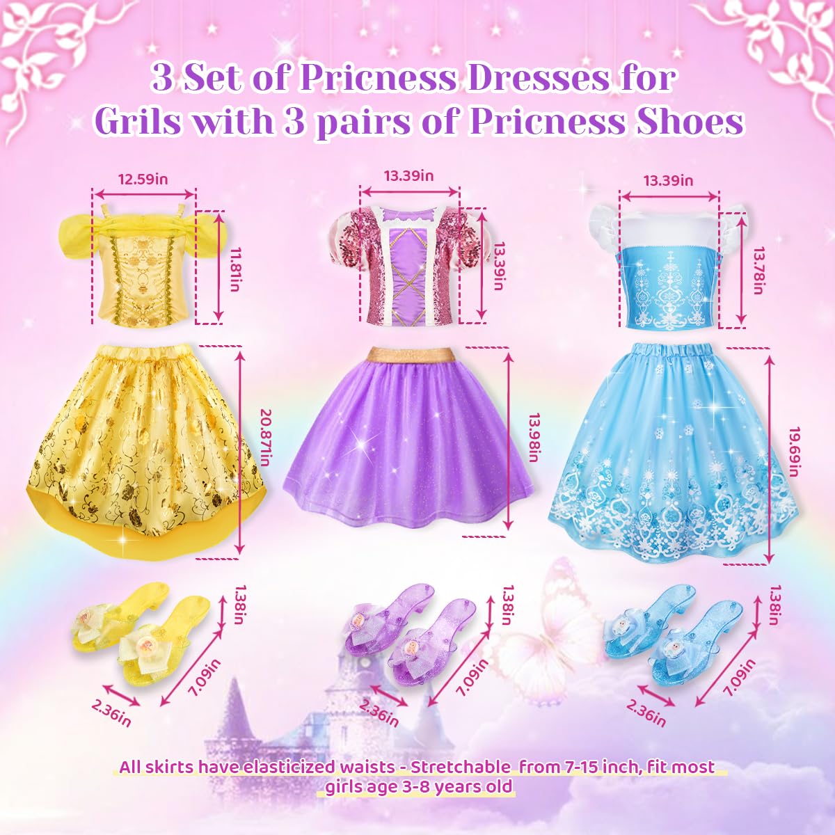 Foto 7 pulgar | Set De Disfraz De Princesa Meland Para Niñas De 3 A 6 Años Con Zapatos Y Acceso. - Venta Internacional.