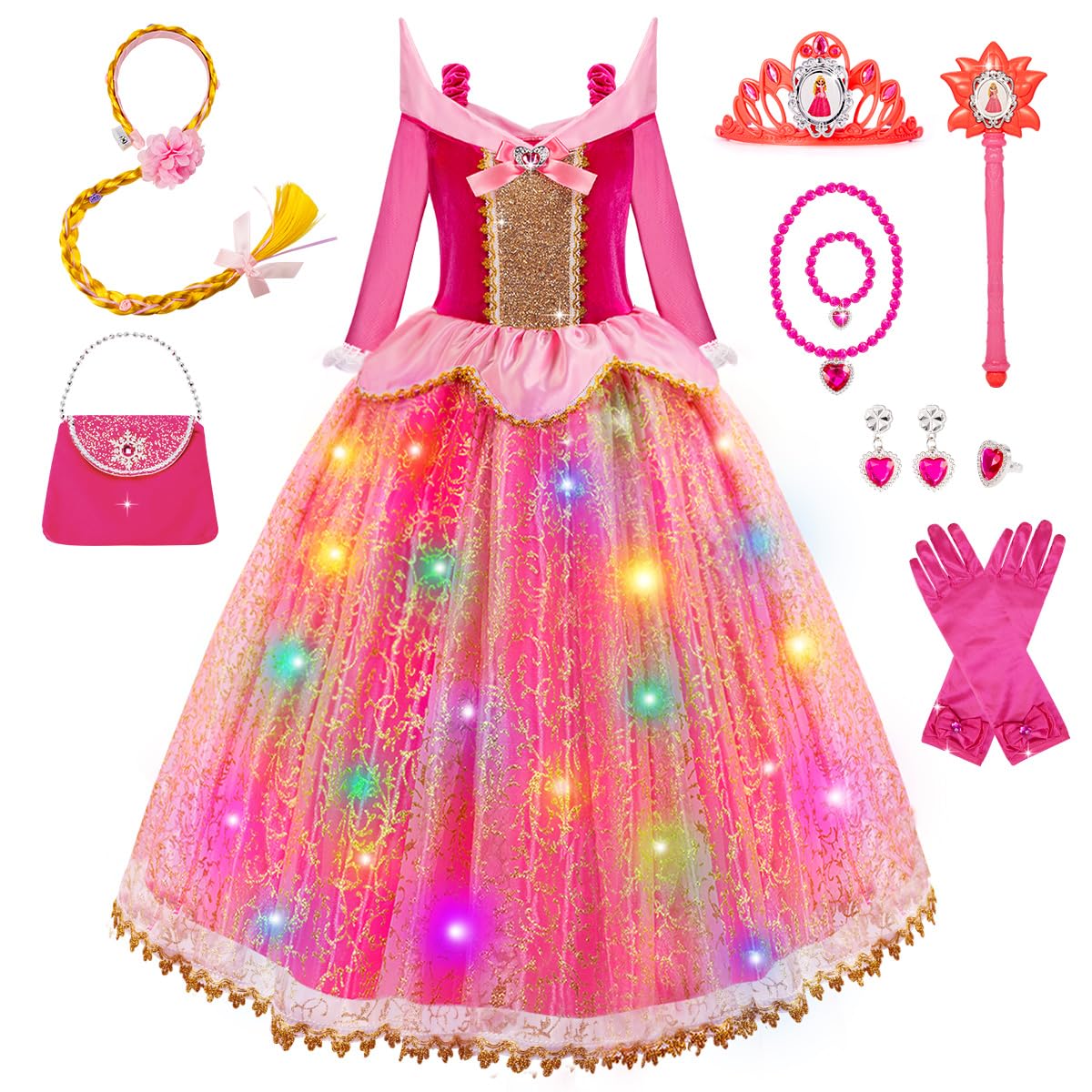 Foto 2 pulgar | Vestido De Princesa Meland Light Up Para Niñas De 3 A 10 Años - Venta Internacional.